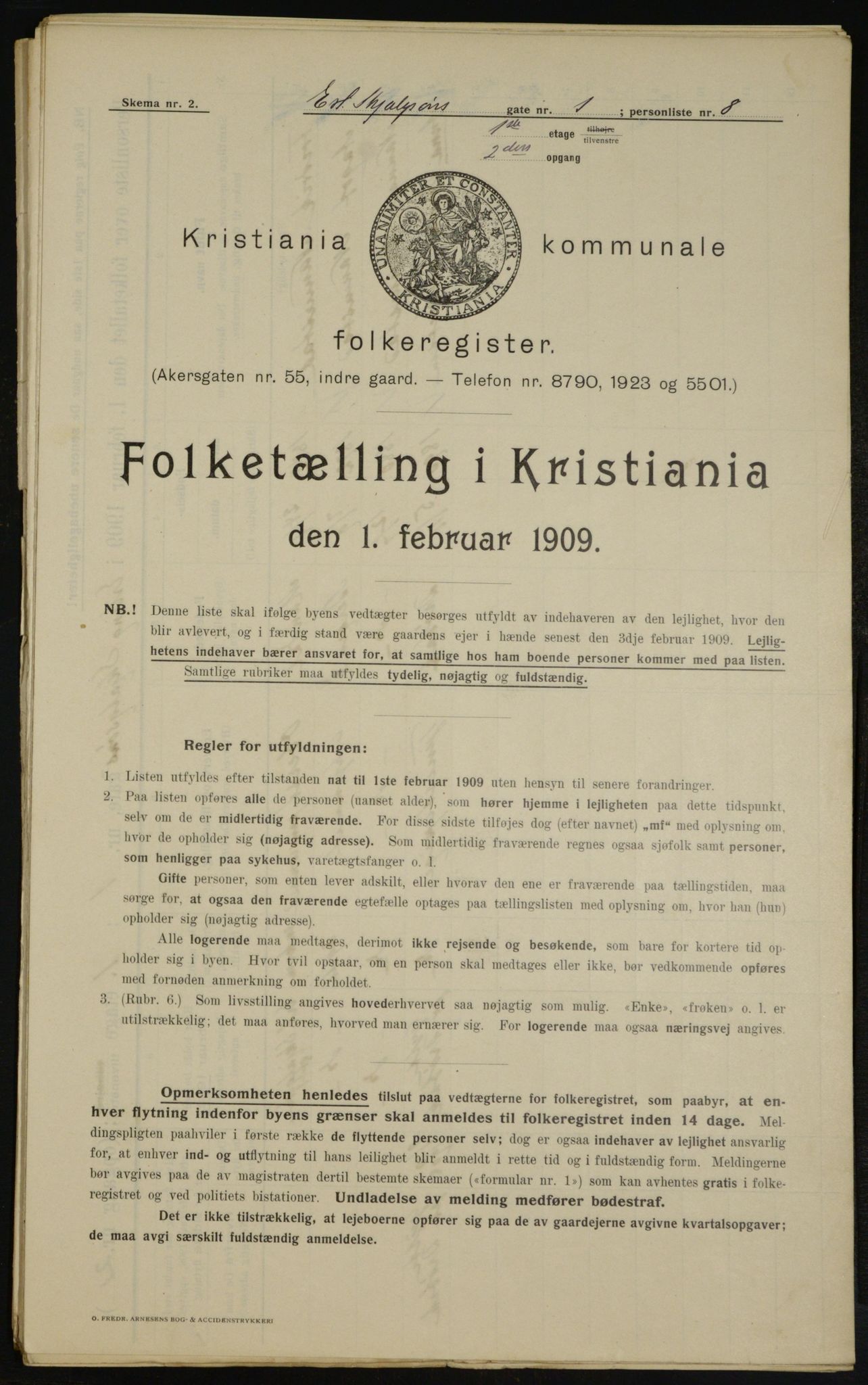 OBA, Municipal Census 1909 for Kristiania, 1909, p. 19879