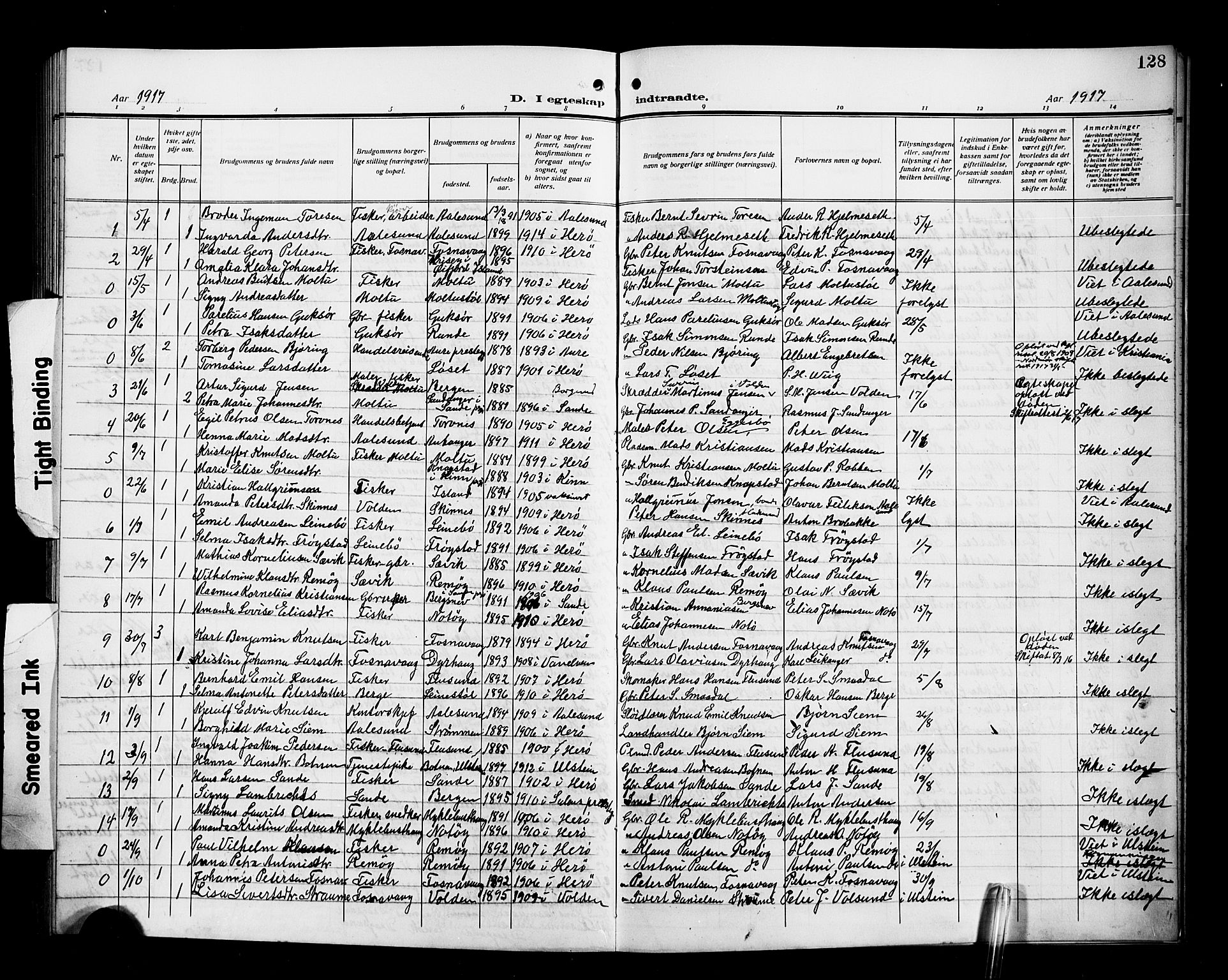 Ministerialprotokoller, klokkerbøker og fødselsregistre - Møre og Romsdal, AV/SAT-A-1454/507/L0083: Parish register (copy) no. 507C06, 1912-1919, p. 128