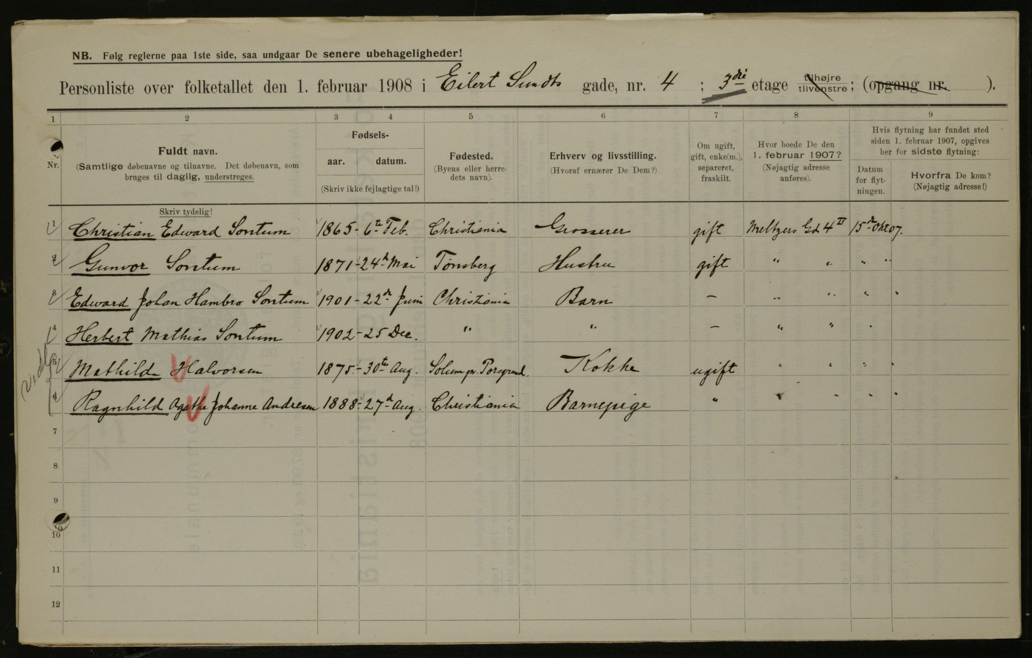 OBA, Municipal Census 1908 for Kristiania, 1908, p. 17350