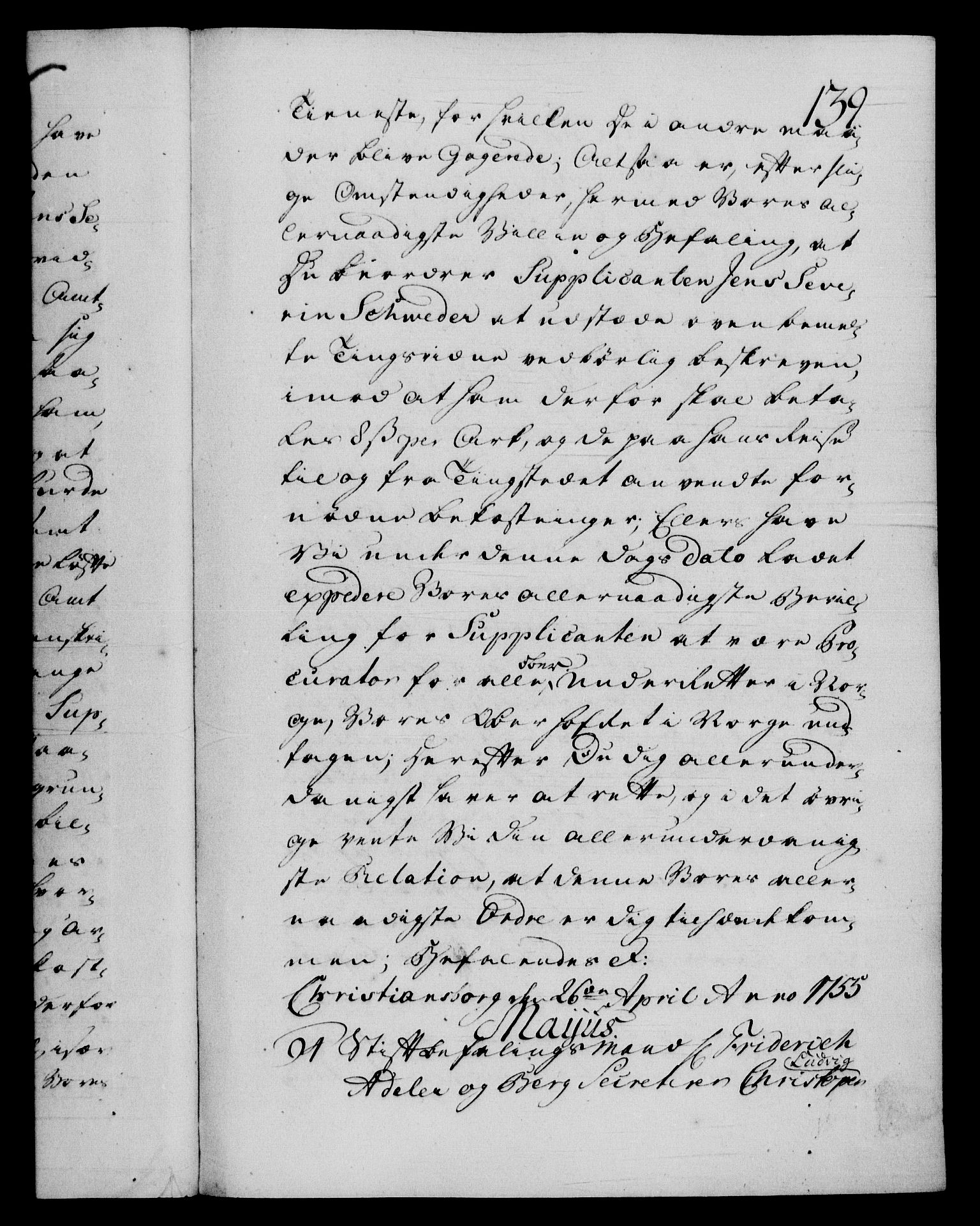 Danske Kanselli 1572-1799, AV/RA-EA-3023/F/Fc/Fca/Fcab/L0035: Norske tegnelser, 1755-1756, p. 139a