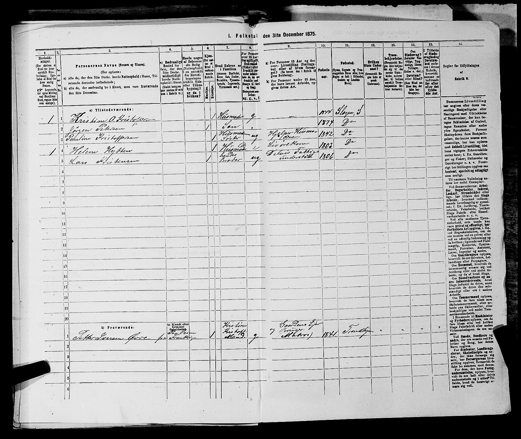 SAKO, 1875 census for 0721P Sem, 1875, p. 1130