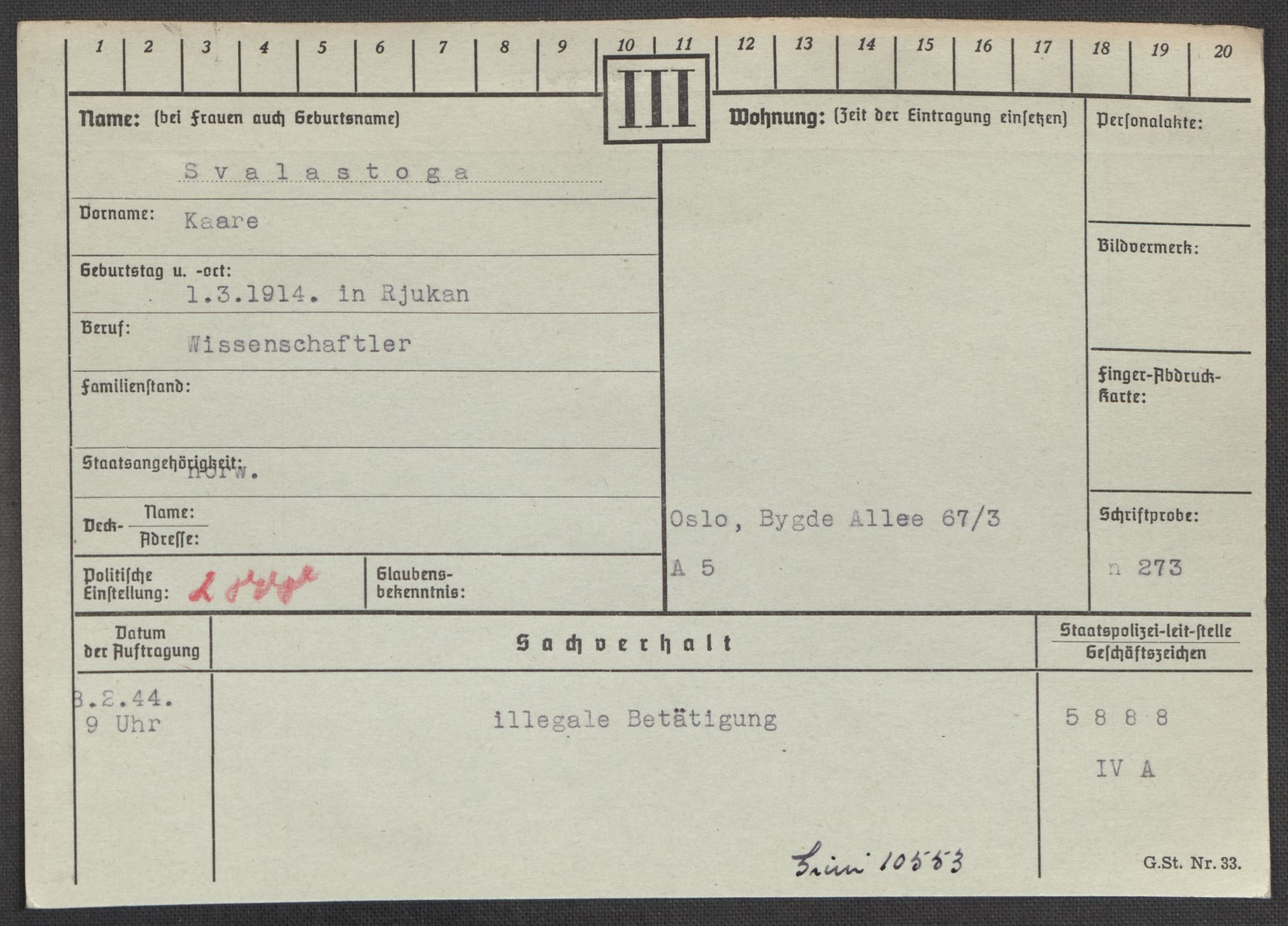 Befehlshaber der Sicherheitspolizei und des SD, AV/RA-RAFA-5969/E/Ea/Eaa/L0009: Register over norske fanger i Møllergata 19: Ru-Sy, 1940-1945, p. 1480