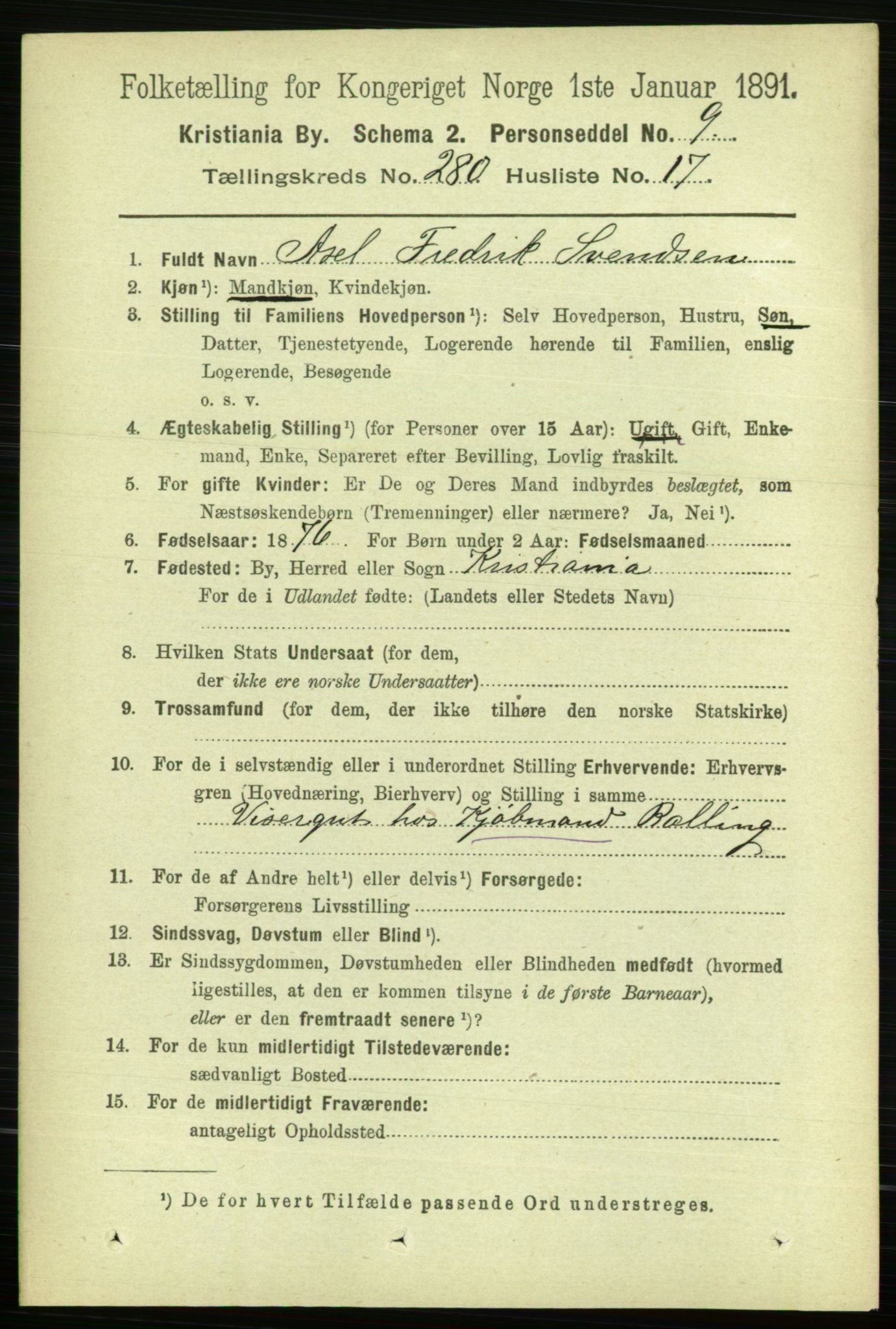 RA, 1891 census for 0301 Kristiania, 1891, p. 170566