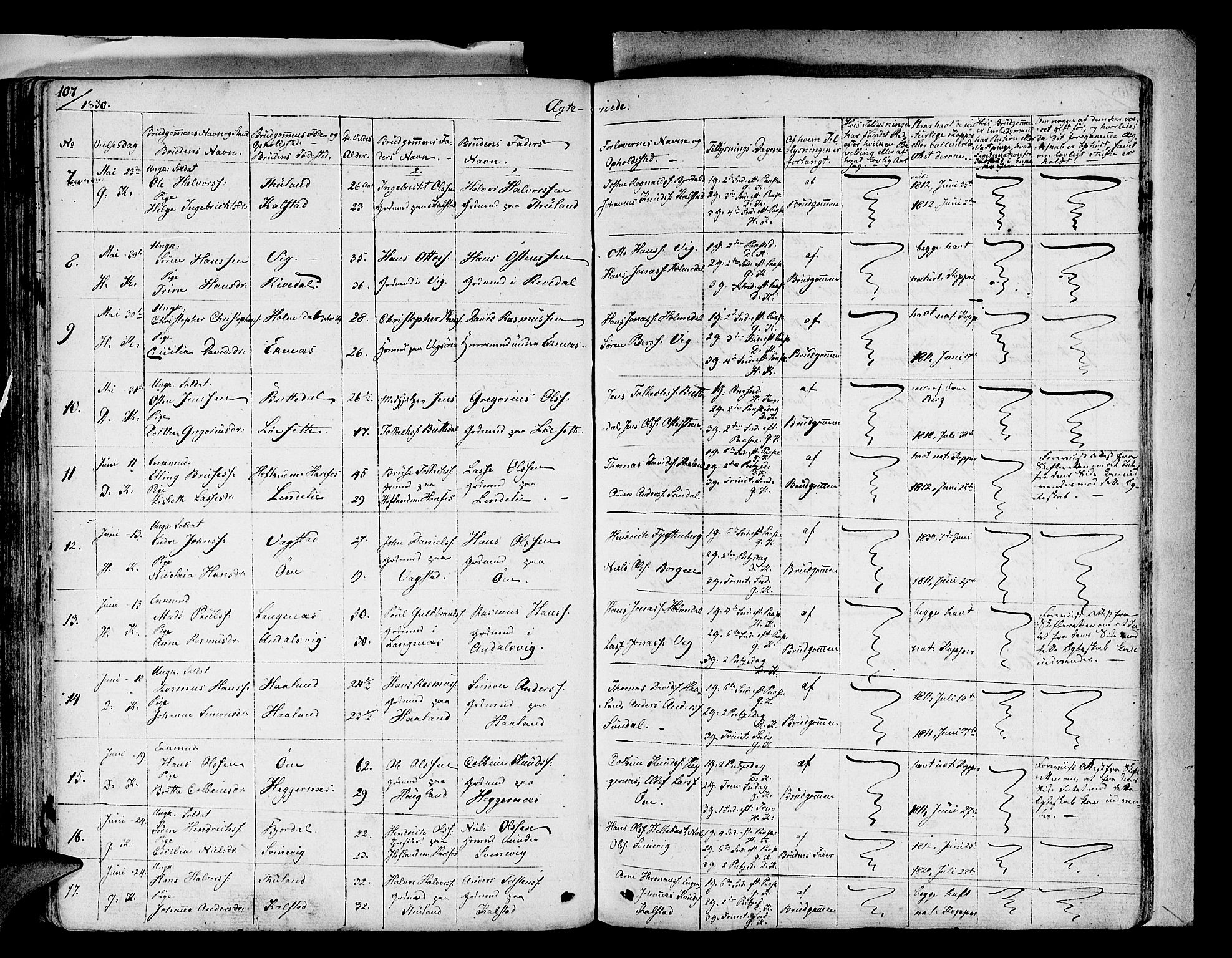 Fjaler sokneprestembete, SAB/A-79801/H/Haa/Haaa/L0005: Parish register (official) no. A 5, 1821-1835, p. 107