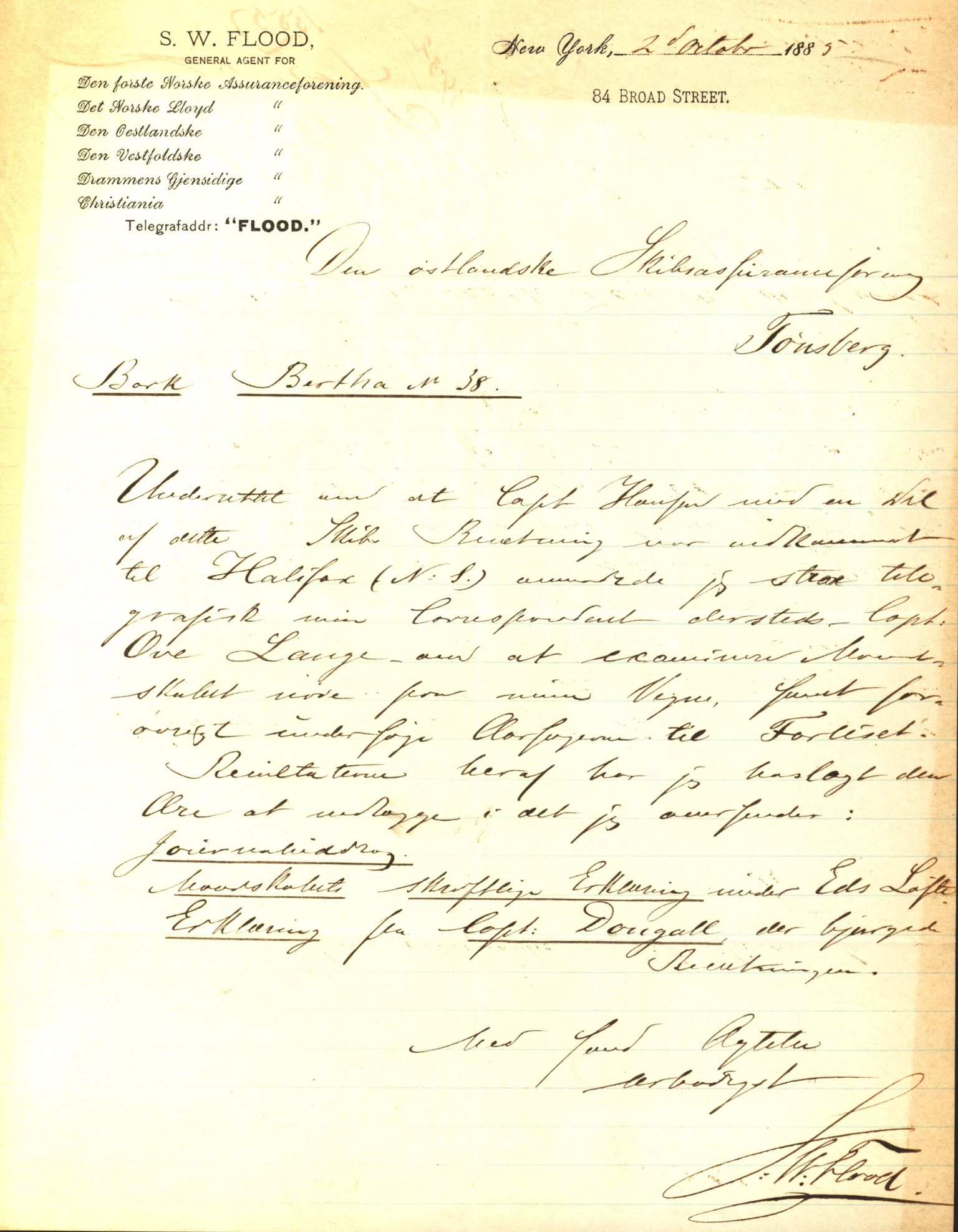 Pa 63 - Østlandske skibsassuranceforening, VEMU/A-1079/G/Ga/L0018/0011: Havaridokumenter / Bertha, Bonita, Immanuel, Th. Thoresen, India, 1885, p. 23