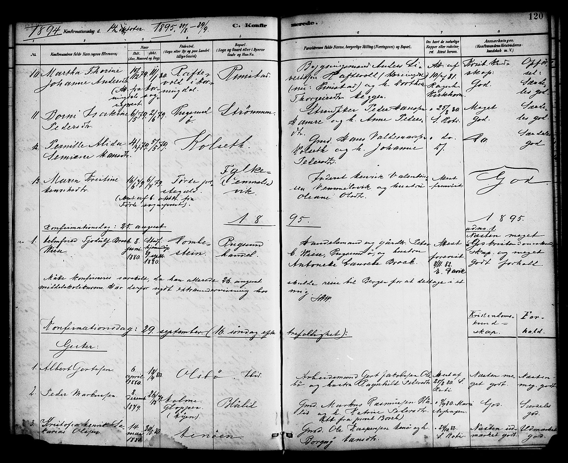 Davik sokneprestembete, AV/SAB-A-79701/H/Haa/Haad/L0001: Parish register (official) no. D 1, 1882-1900, p. 120