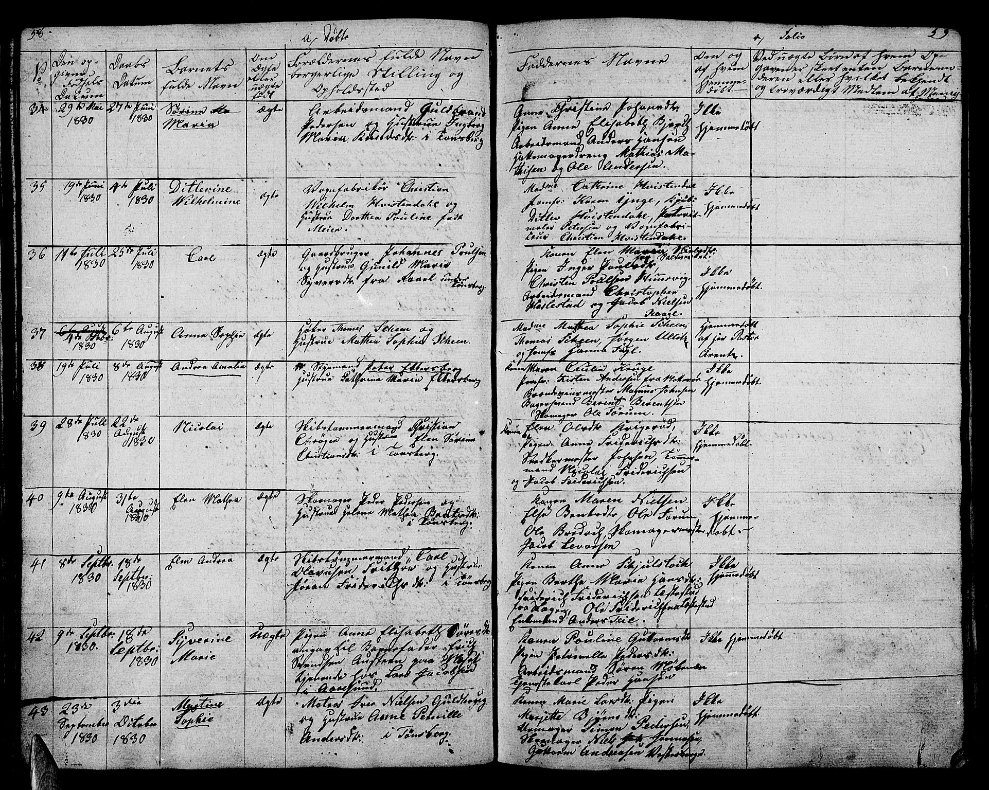 Tønsberg kirkebøker, AV/SAKO-A-330/G/Ga/L0002: Parish register (copy) no. 2, 1827-1854, p. 58-59