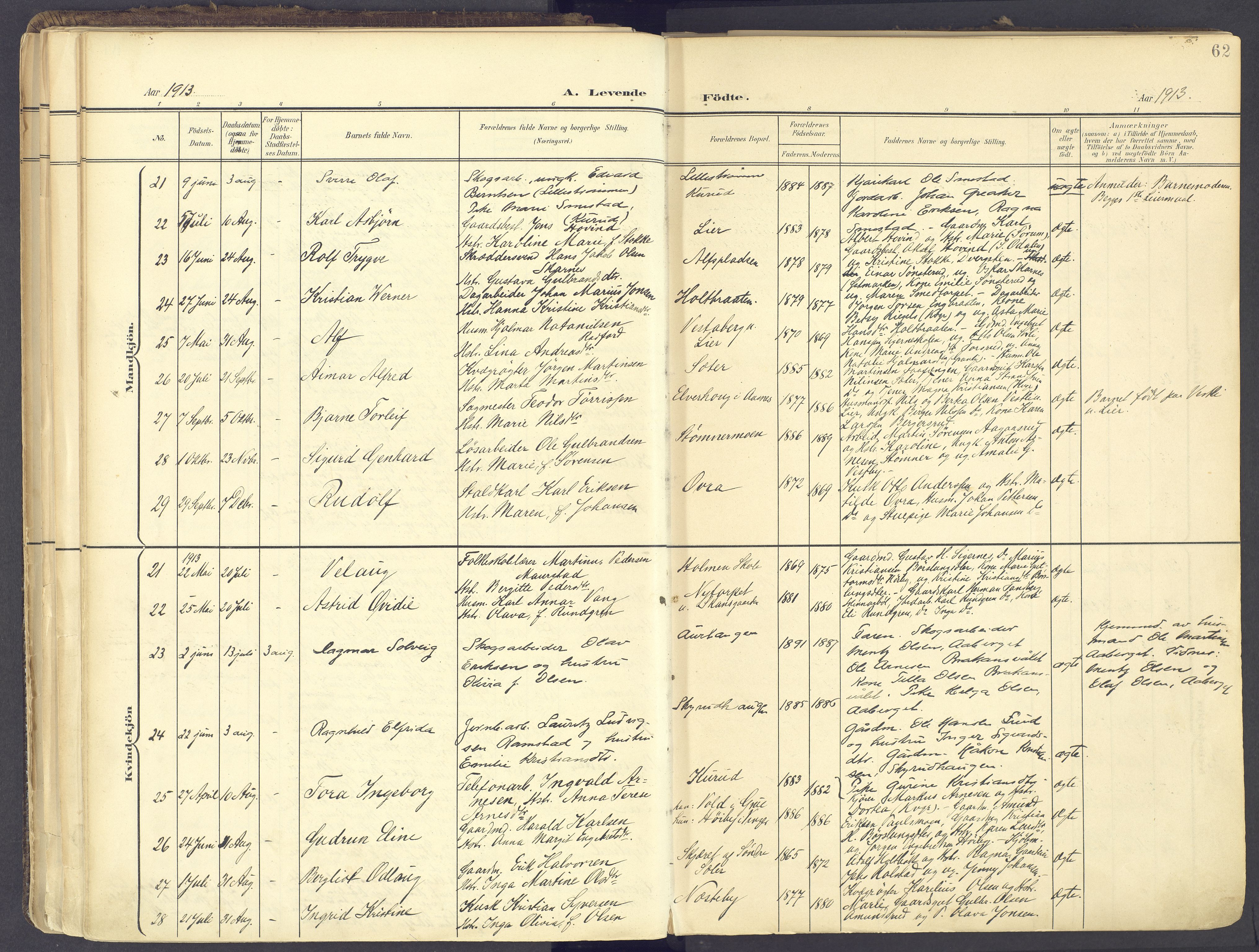 Vinger prestekontor, AV/SAH-PREST-024/H/Ha/Haa/L0017: Parish register (official) no. 17, 1901-1927, p. 62