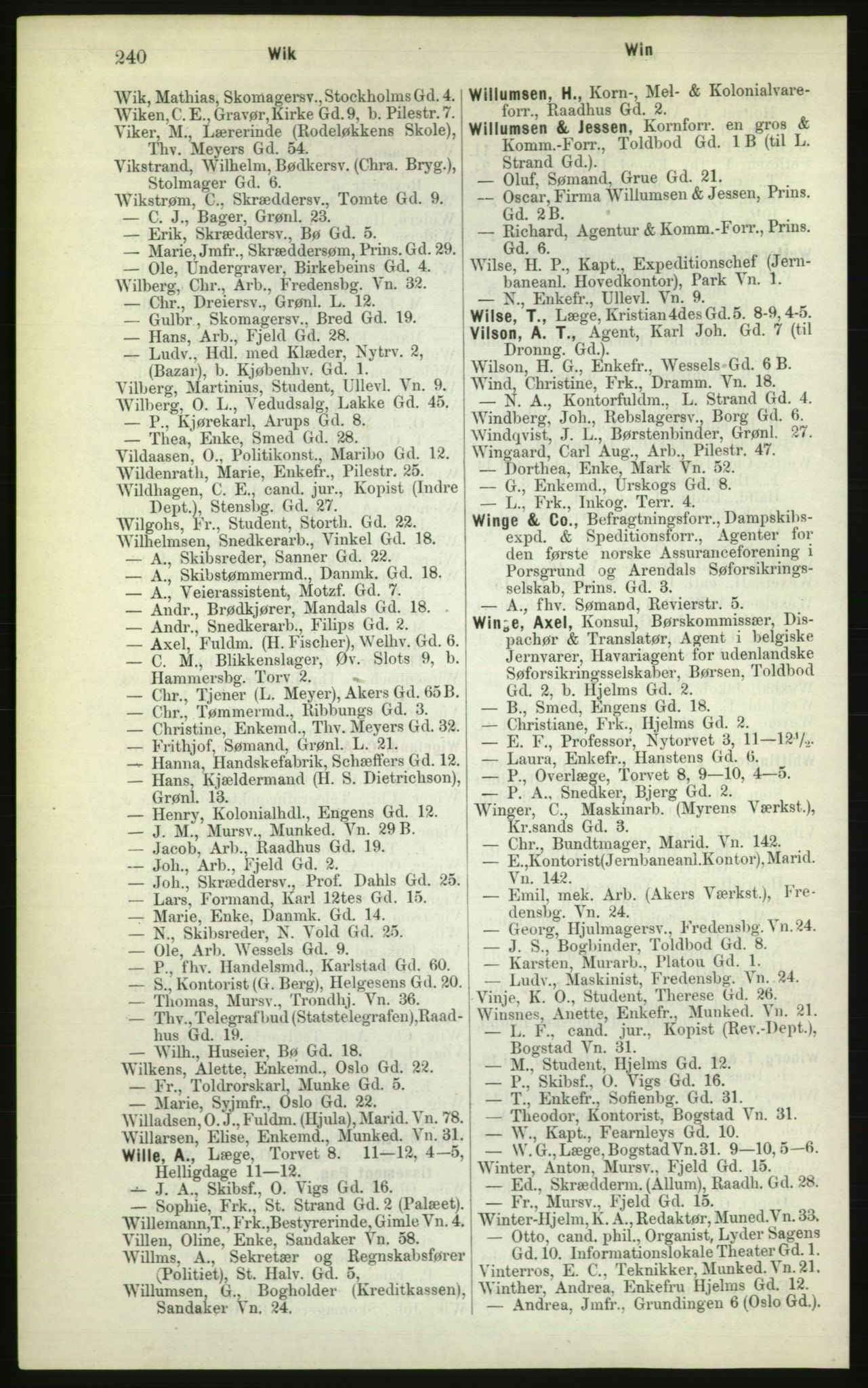 Kristiania/Oslo adressebok, PUBL/-, 1882, p. 240