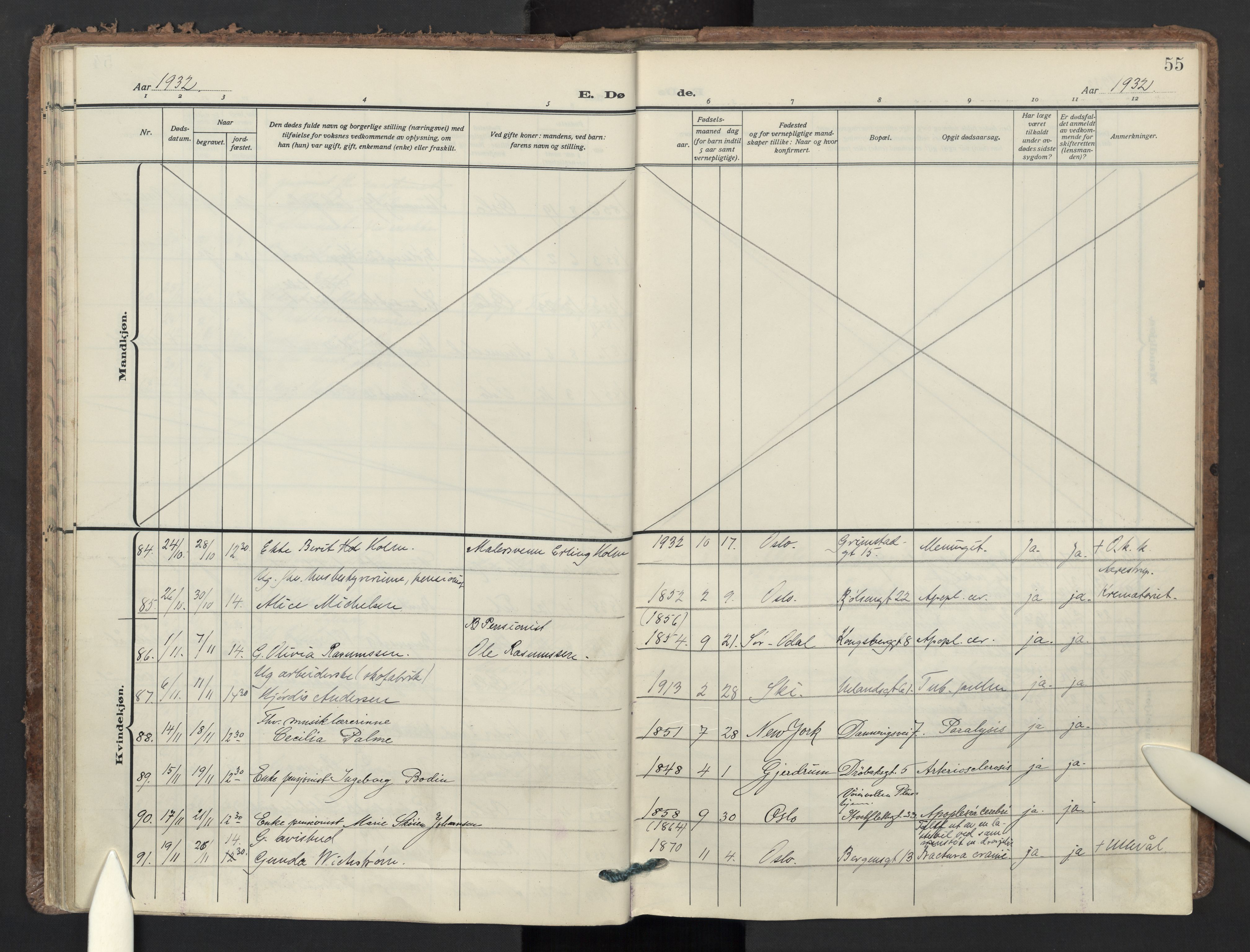 Sagene prestekontor Kirkebøker, AV/SAO-A-10796/F/L0017: Parish register (official) no. 17, 1928-1940, p. 55