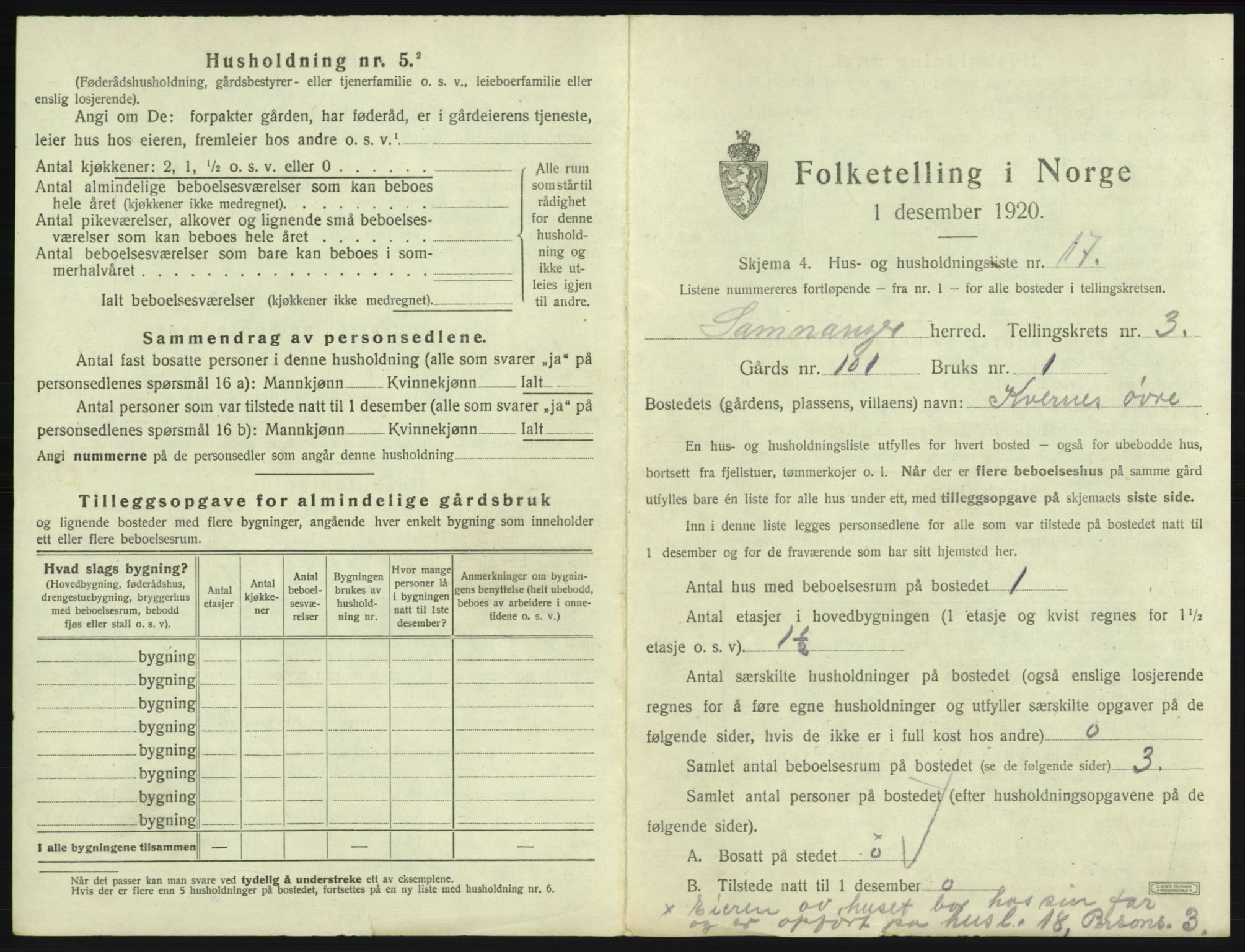 SAB, 1920 census for Samnanger, 1920, p. 192