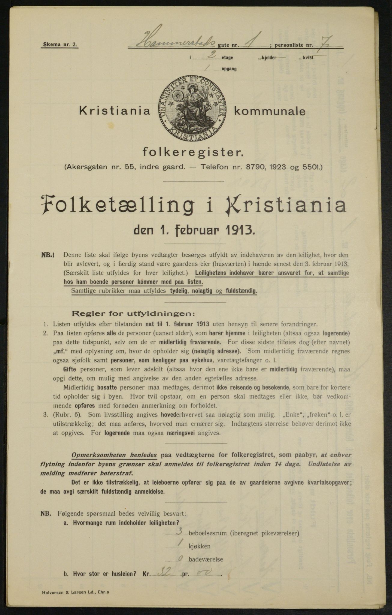 OBA, Municipal Census 1913 for Kristiania, 1913, p. 34585