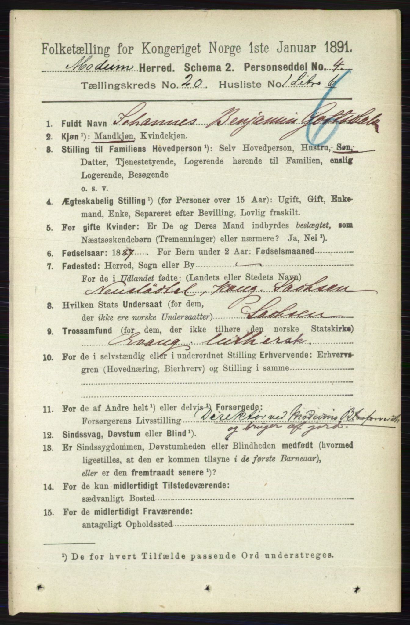 RA, 1891 census for 0623 Modum, 1891, p. 7808