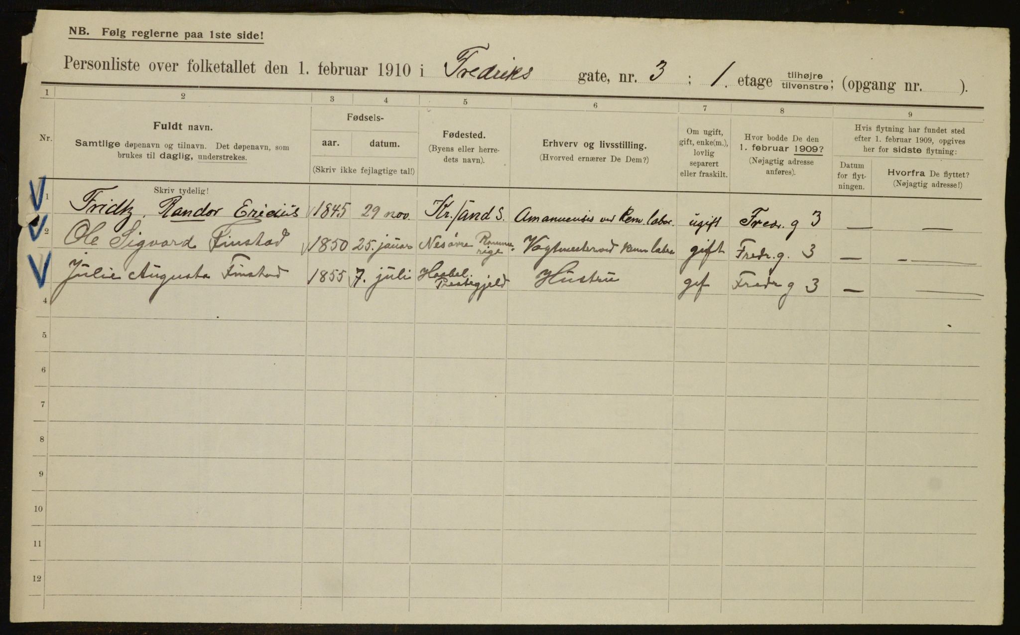 OBA, Municipal Census 1910 for Kristiania, 1910, p. 25040