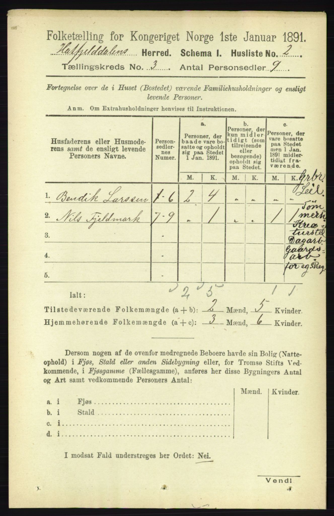 RA, 1891 census for 1826 Hattfjelldal, 1891, p. 599