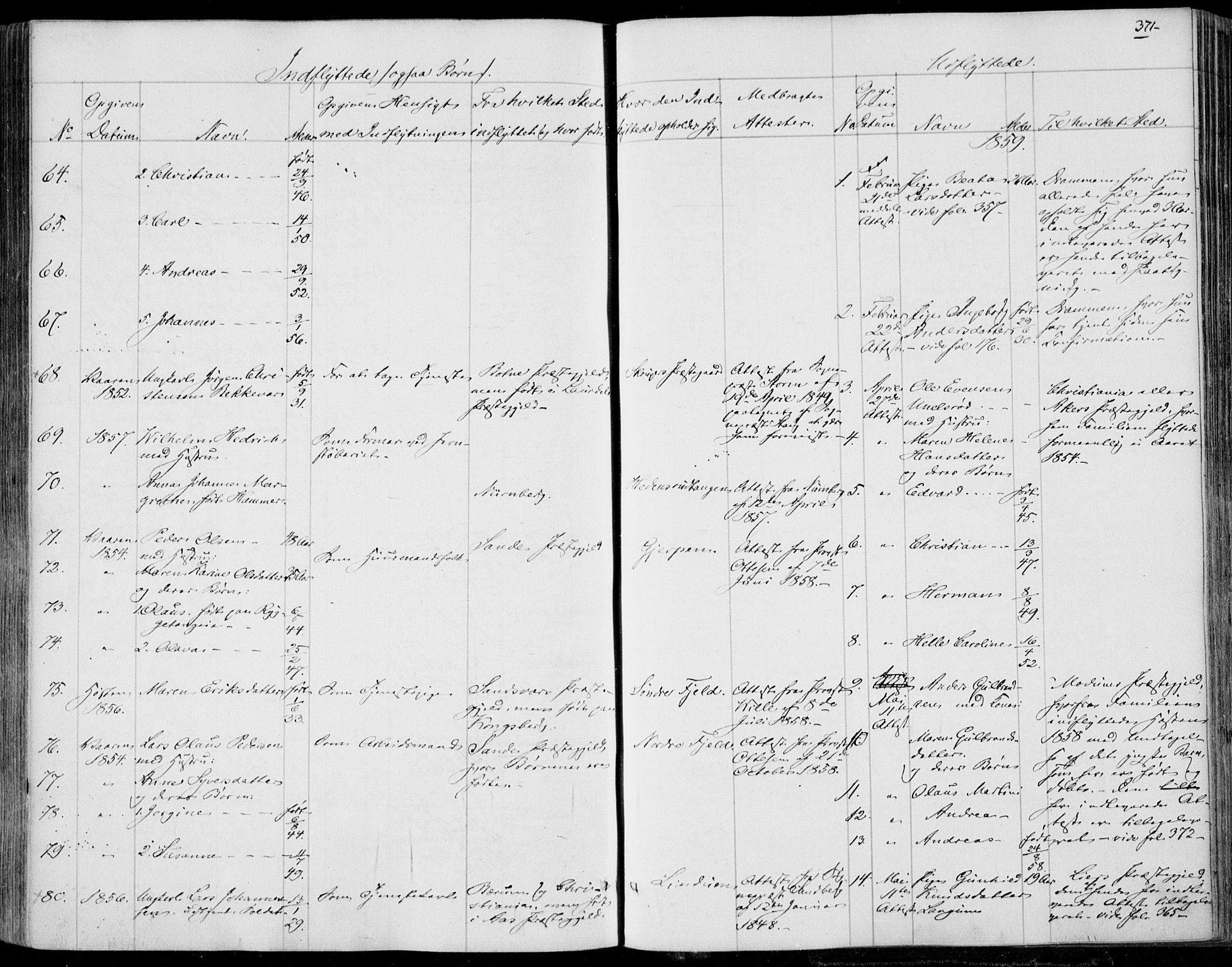 Skoger kirkebøker, AV/SAKO-A-59/F/Fa/L0003: Parish register (official) no. I 3, 1842-1861, p. 371