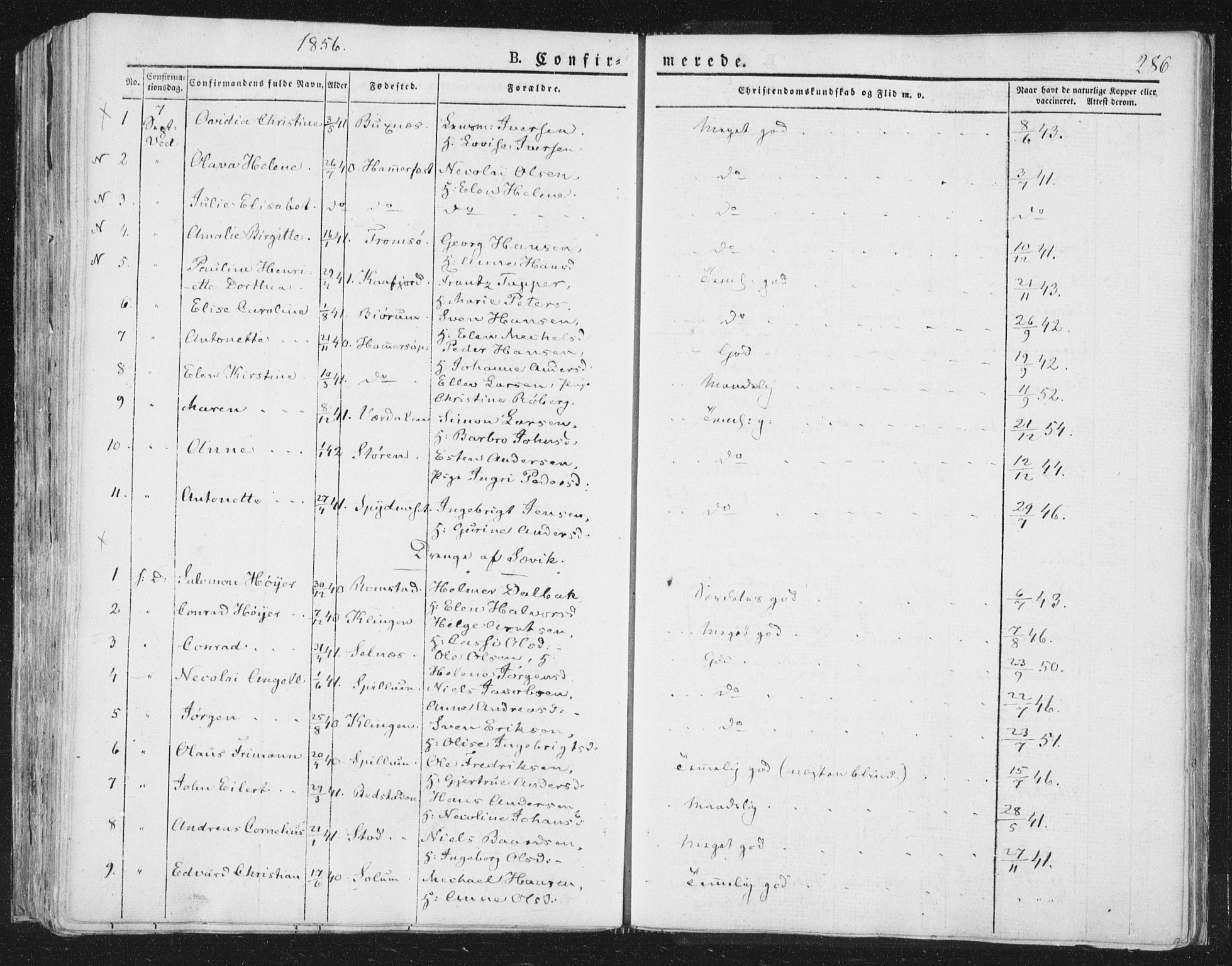 Ministerialprotokoller, klokkerbøker og fødselsregistre - Nord-Trøndelag, AV/SAT-A-1458/764/L0551: Parish register (official) no. 764A07a, 1824-1864, p. 286