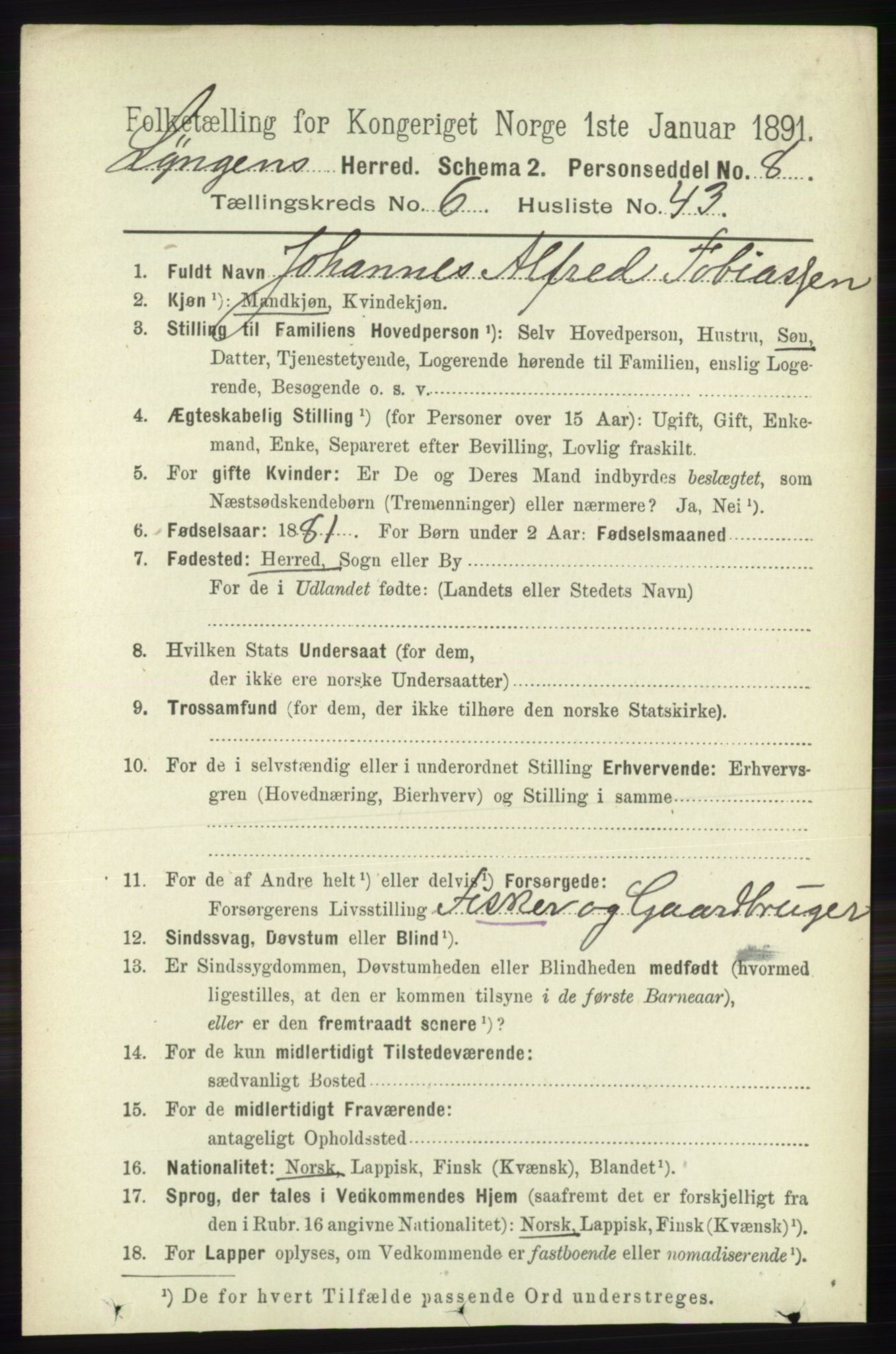 RA, 1891 census for 1938 Lyngen, 1891, p. 5571