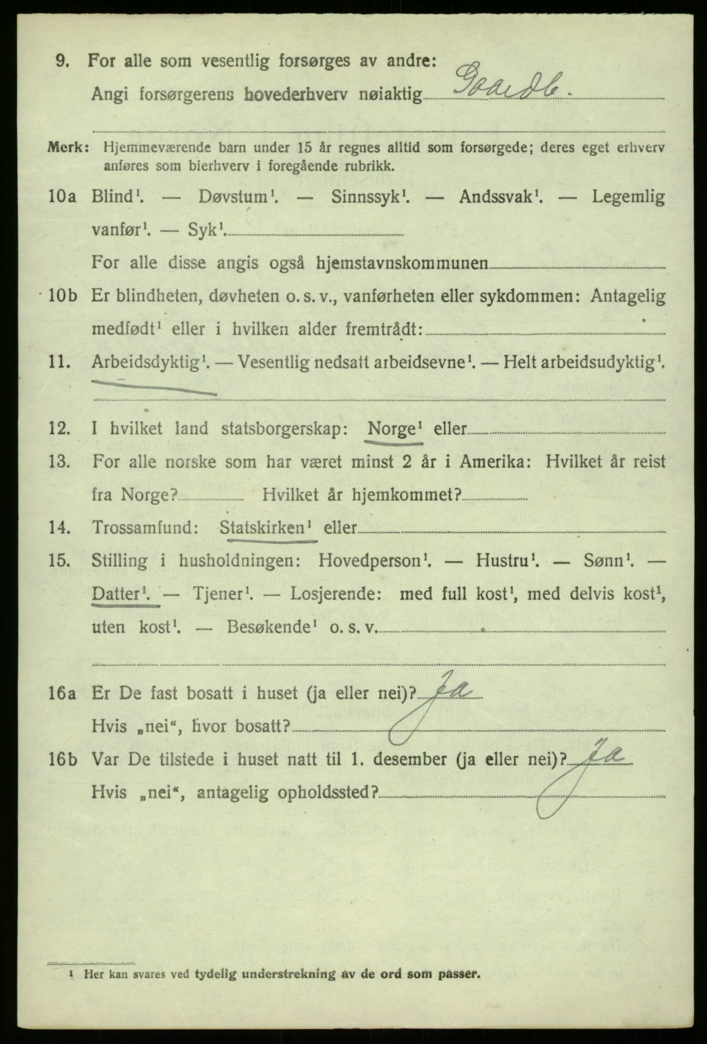 SAB, 1920 census for Lærdal, 1920, p. 4257