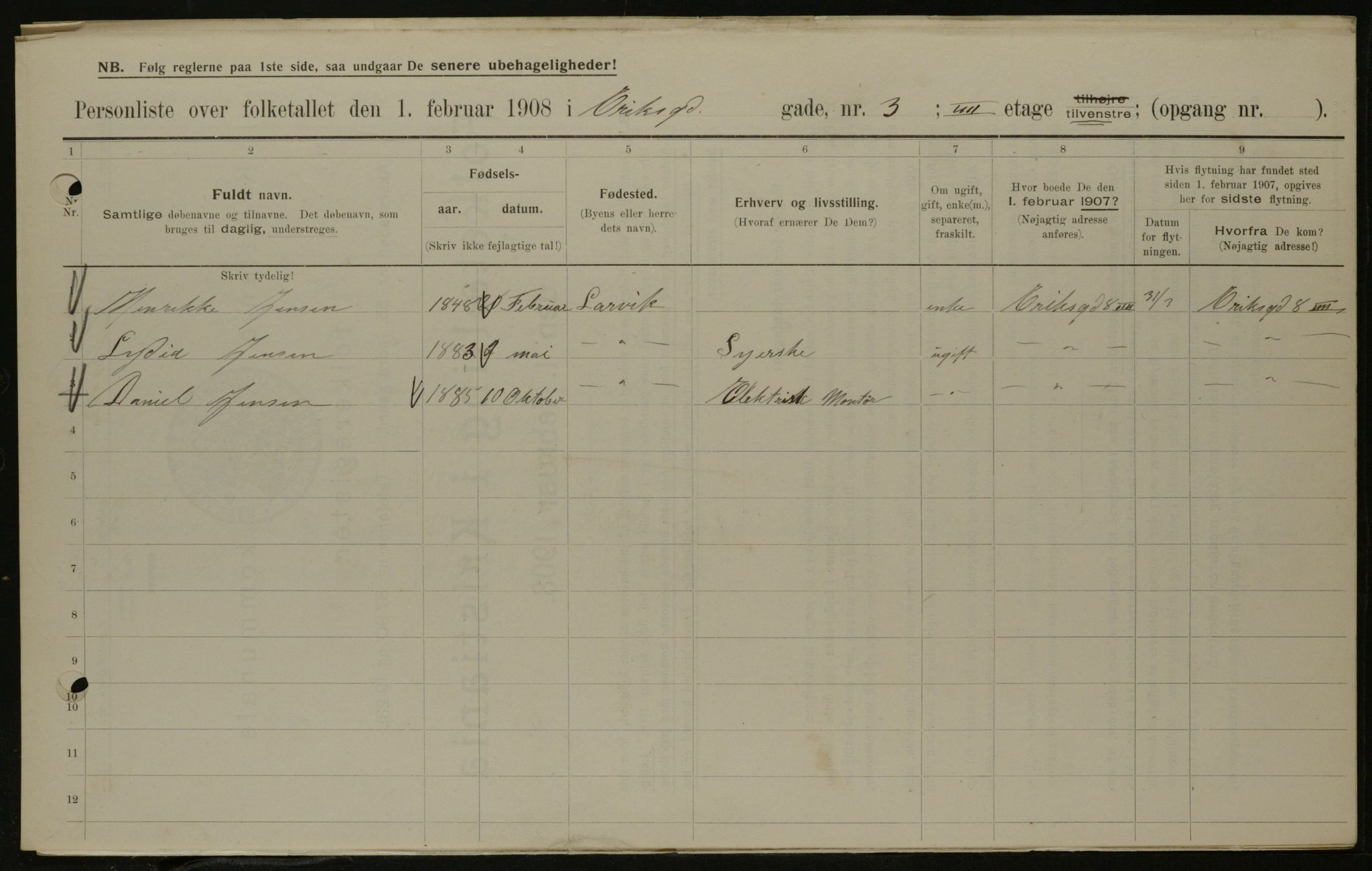 OBA, Municipal Census 1908 for Kristiania, 1908, p. 17987