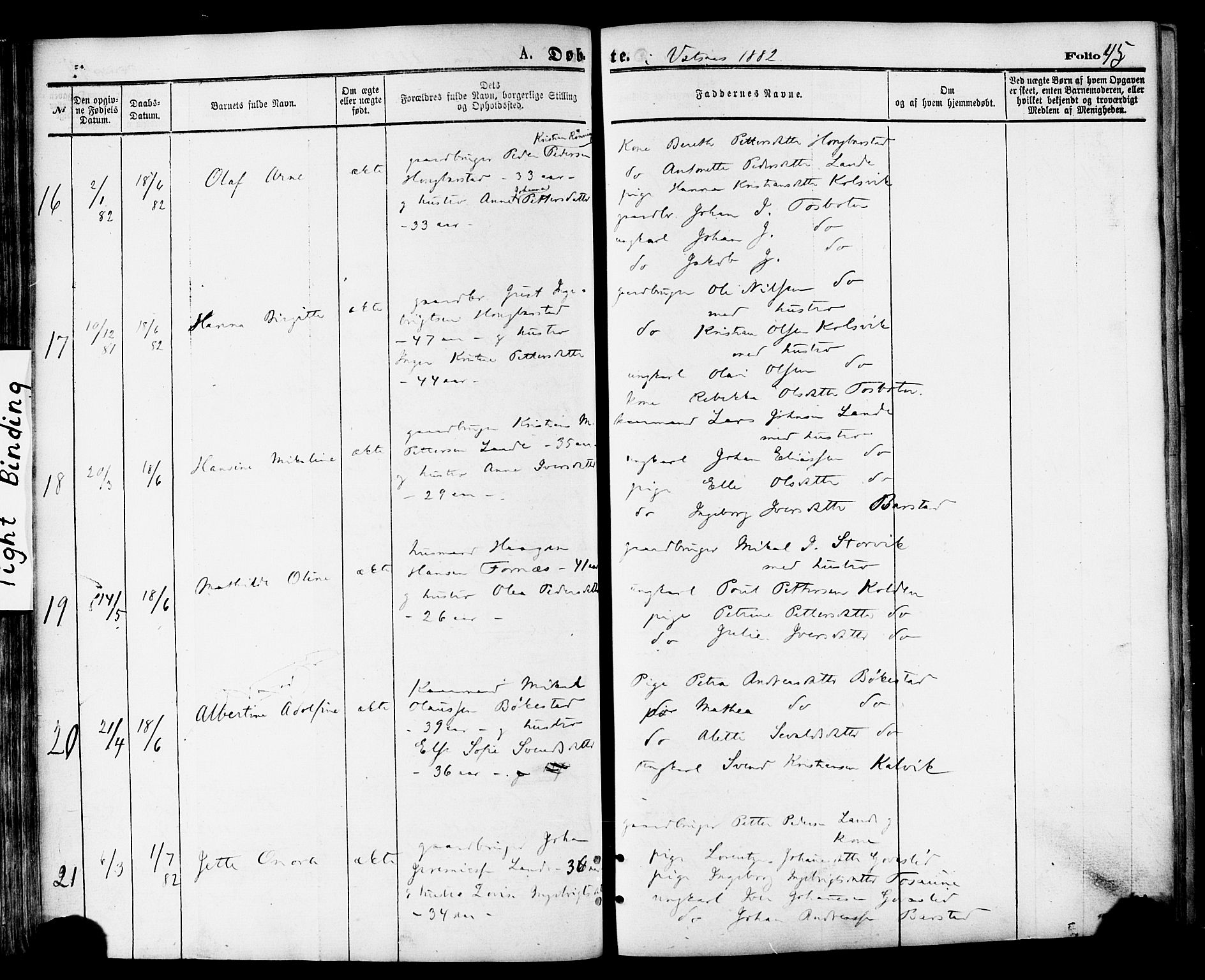 Ministerialprotokoller, klokkerbøker og fødselsregistre - Nordland, AV/SAT-A-1459/810/L0148: Parish register (official) no. 810A09 /1, 1874-1884, p. 45