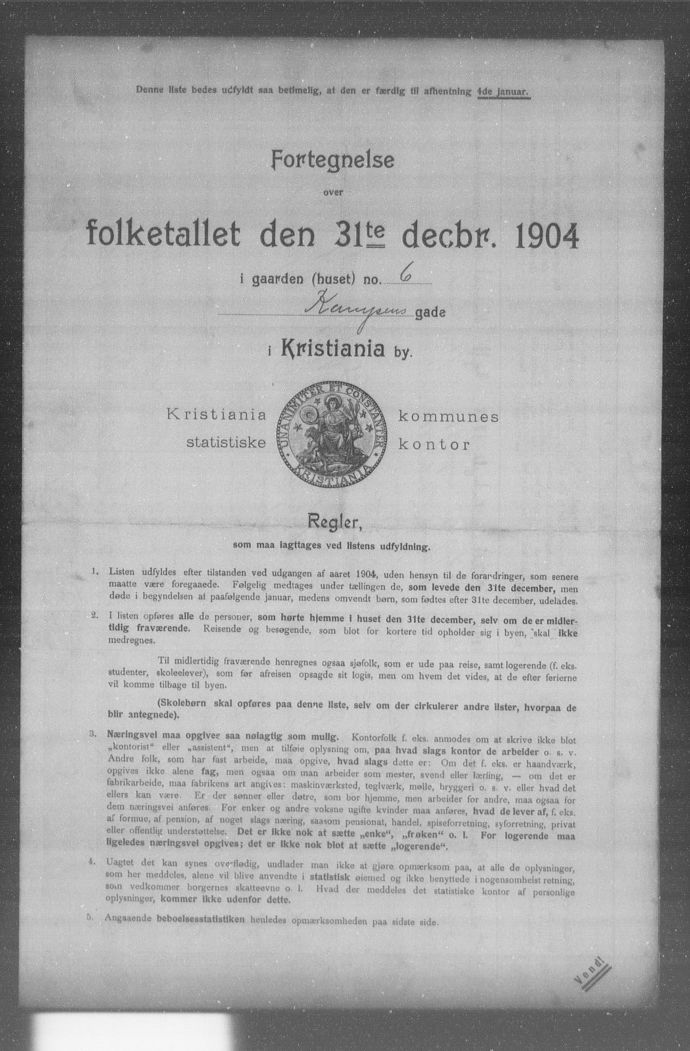 OBA, Municipal Census 1904 for Kristiania, 1904, p. 9166