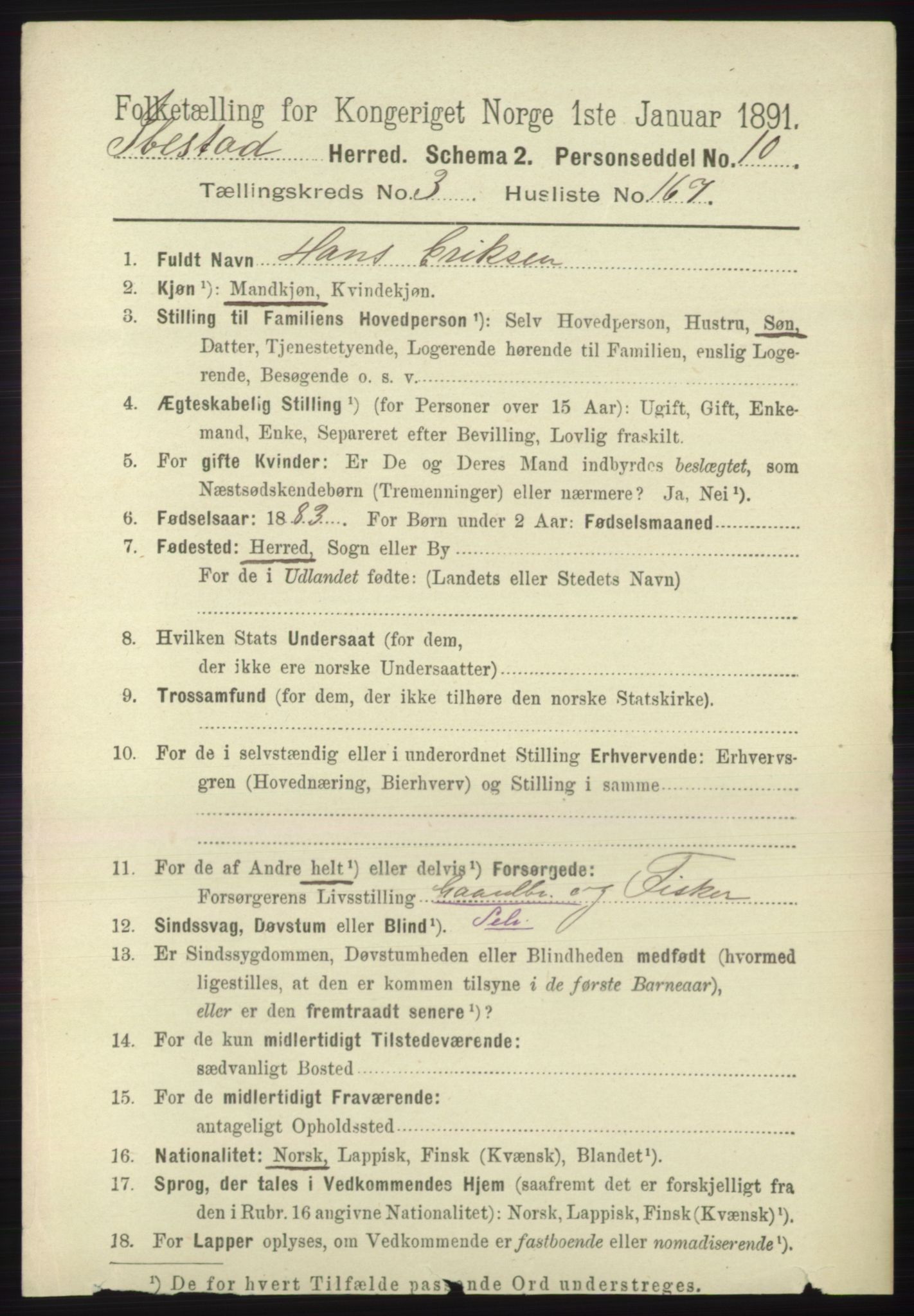 RA, 1891 census for 1917 Ibestad, 1891, p. 2840