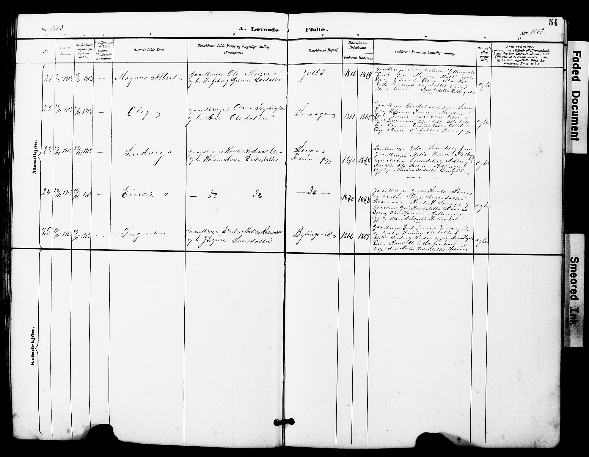 Ministerialprotokoller, klokkerbøker og fødselsregistre - Møre og Romsdal, AV/SAT-A-1454/560/L0725: Parish register (copy) no. 560C02, 1895-1930, p. 54