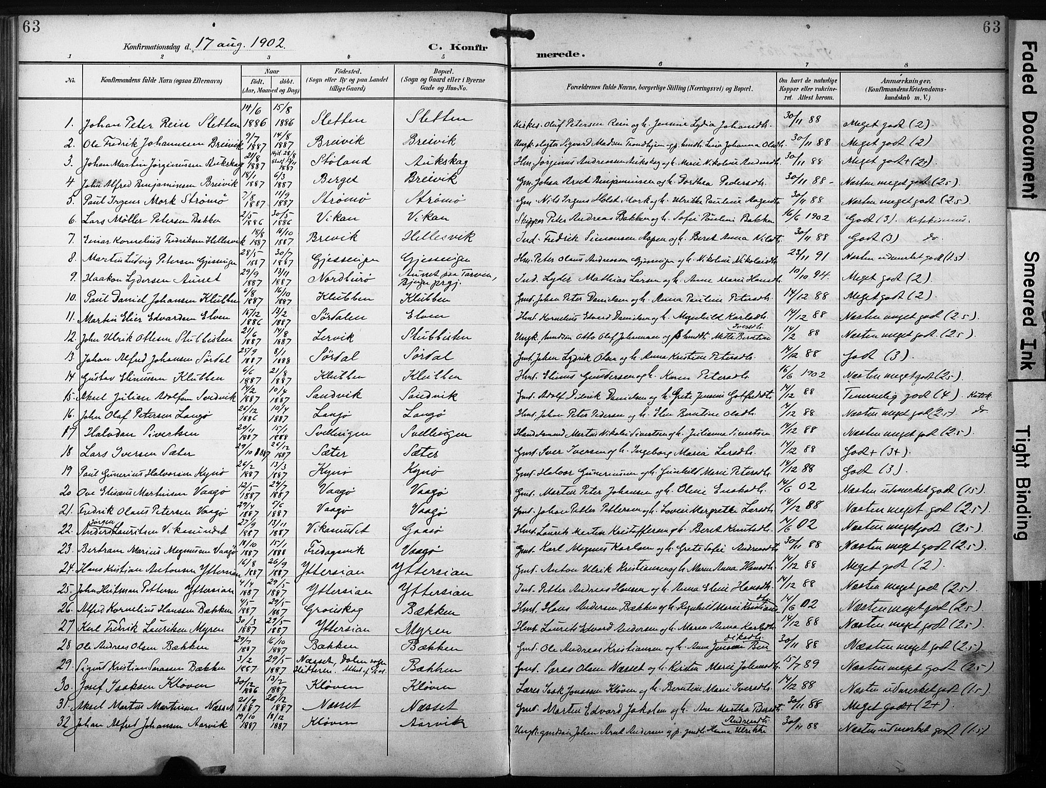 Ministerialprotokoller, klokkerbøker og fødselsregistre - Sør-Trøndelag, SAT/A-1456/640/L0580: Parish register (official) no. 640A05, 1902-1910, p. 63