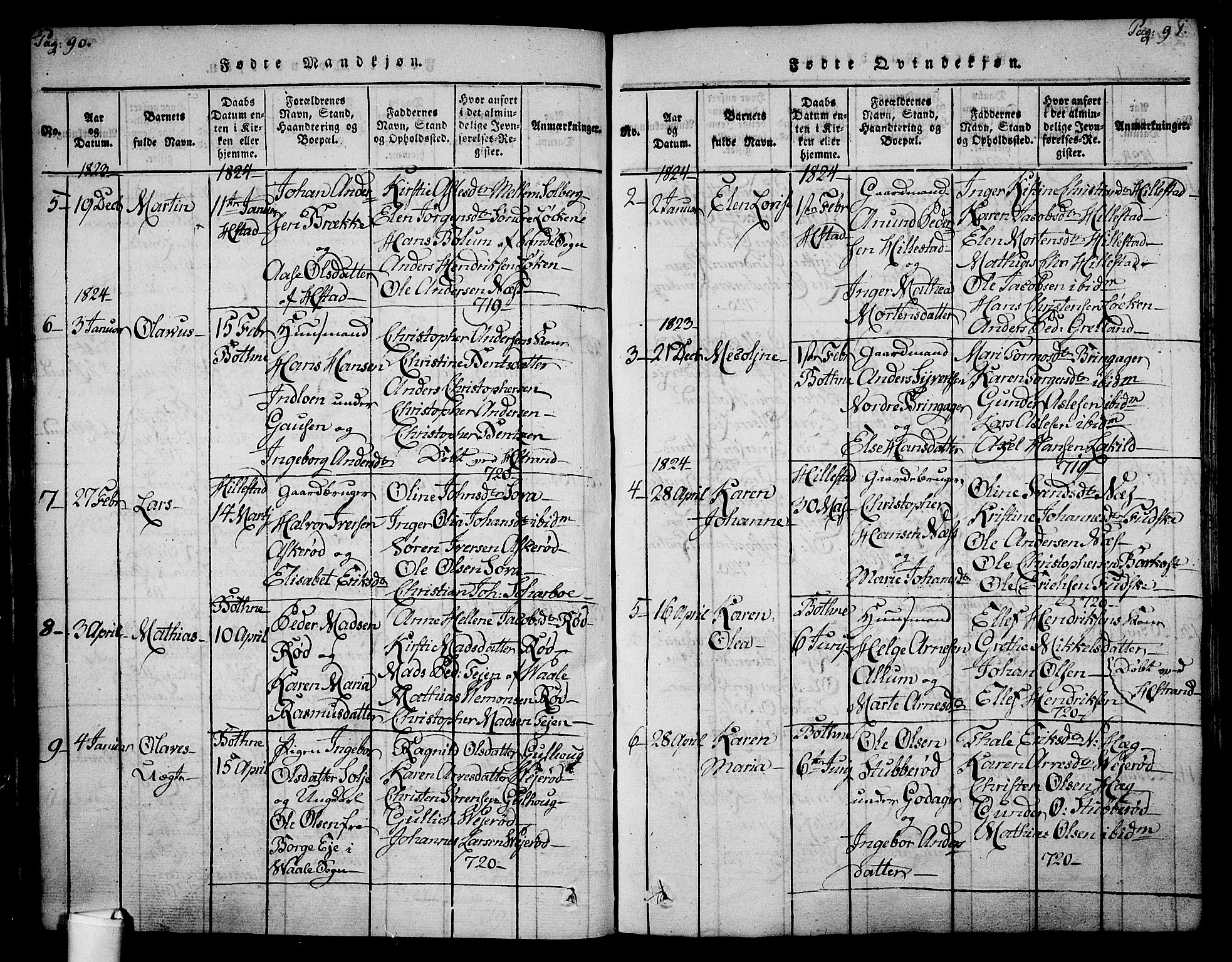 Botne kirkebøker, SAKO/A-340/F/Fa/L0005: Parish register (official) no. I 5, 1814-1836, p. 90-91