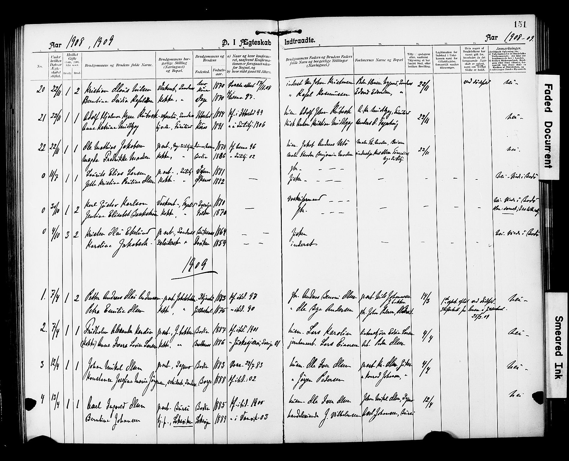 Ministerialprotokoller, klokkerbøker og fødselsregistre - Nordland, AV/SAT-A-1459/850/L0709: Parish register (official) no. 850A01, 1899-1909, p. 151