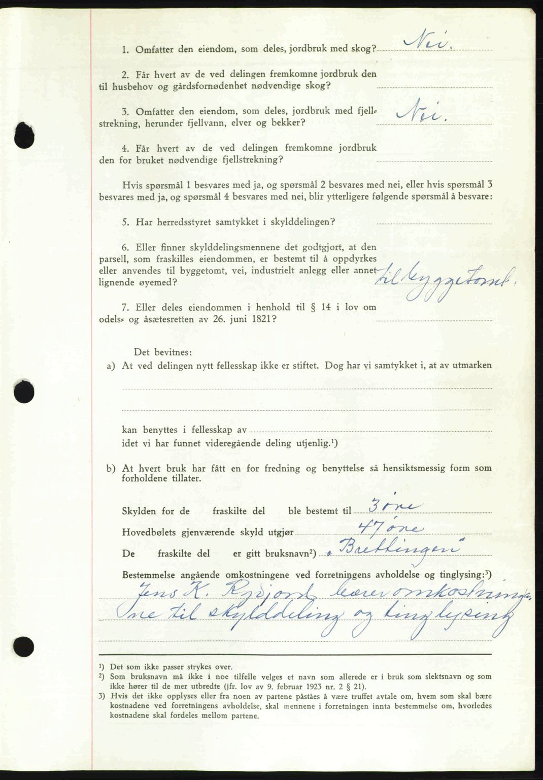 Romsdal sorenskriveri, AV/SAT-A-4149/1/2/2C: Mortgage book no. A22, 1947-1947, Diary no: : 945/1947