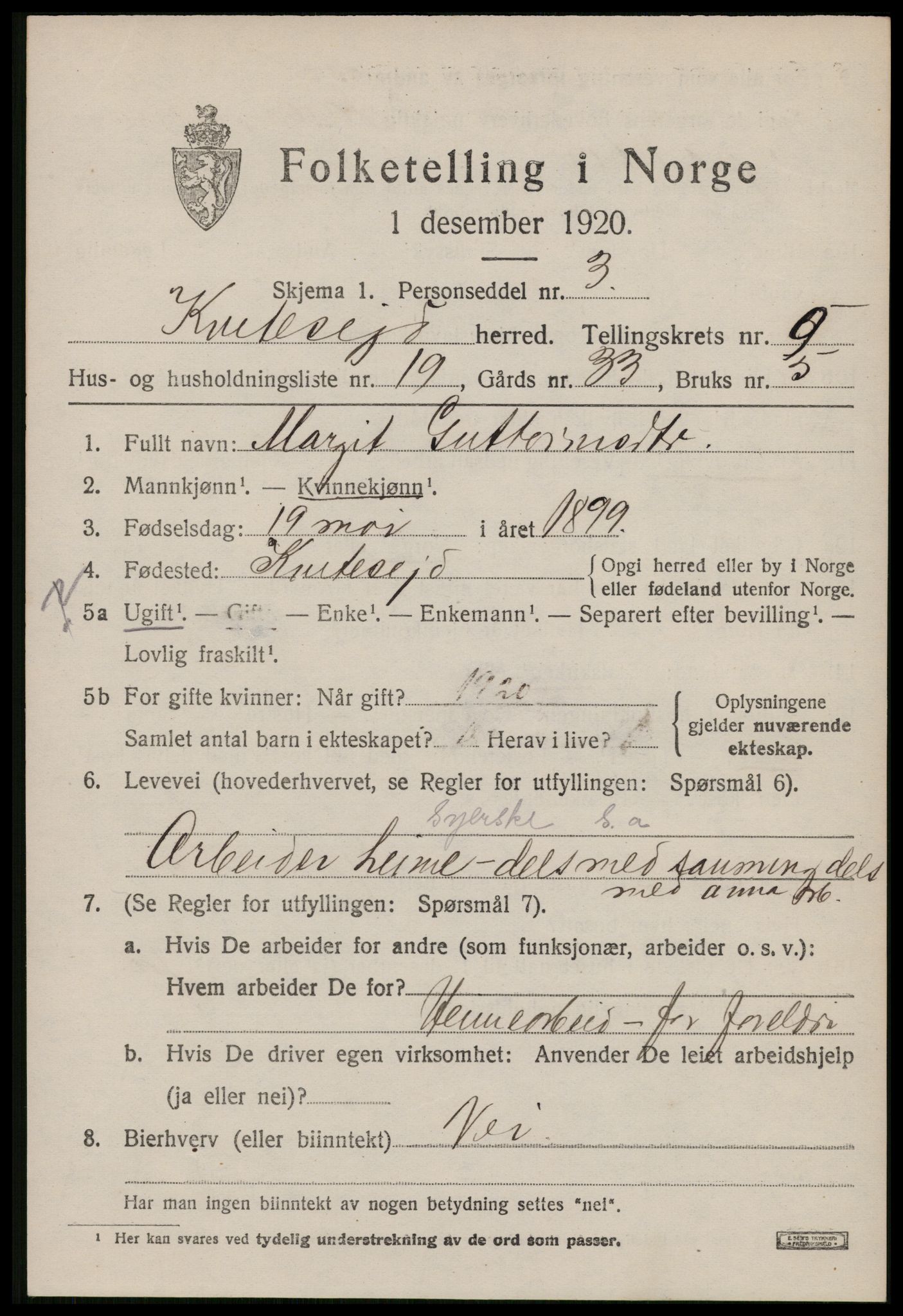 SAKO, 1920 census for Kviteseid, 1920, p. 4377