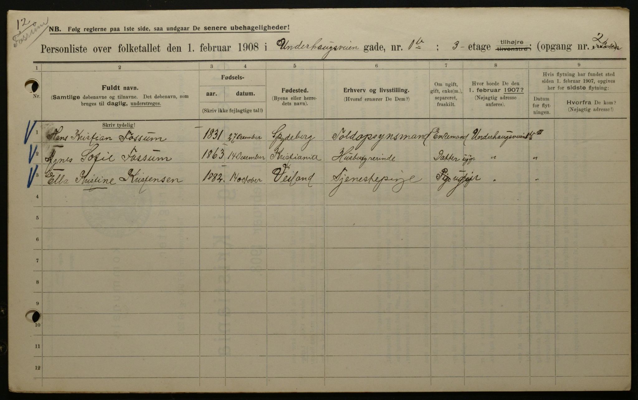 OBA, Municipal Census 1908 for Kristiania, 1908, p. 107497