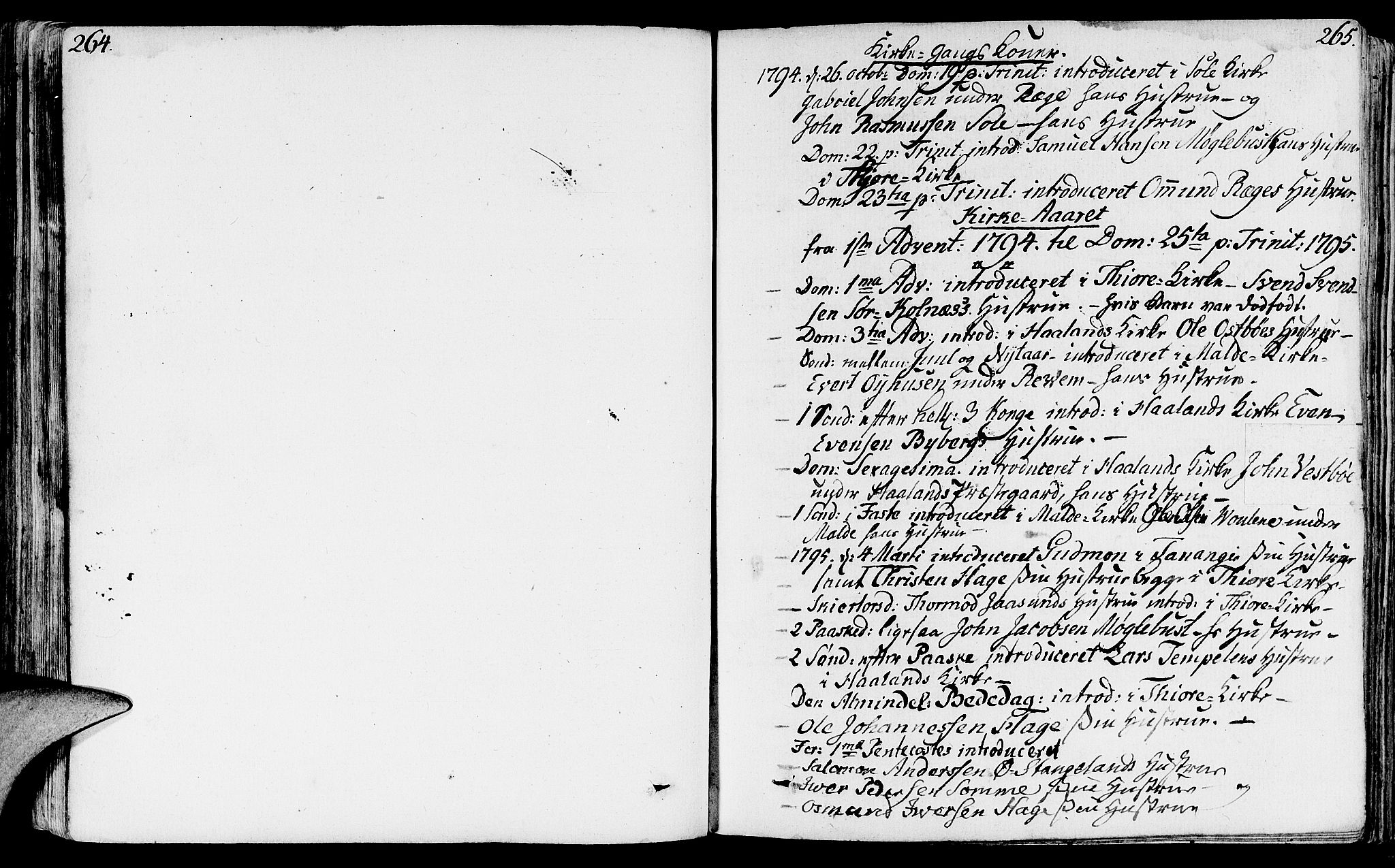 Håland sokneprestkontor, SAST/A-101802/001/30BA/L0003: Parish register (official) no. A 3, 1794-1815, p. 264-265