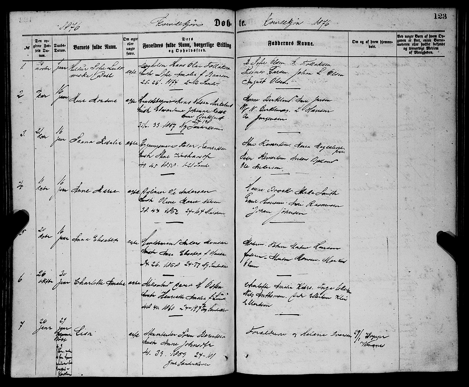 Sandviken Sokneprestembete, SAB/A-77601/H/Ha/L0001: Parish register (official) no. A 1, 1867-1877, p. 123