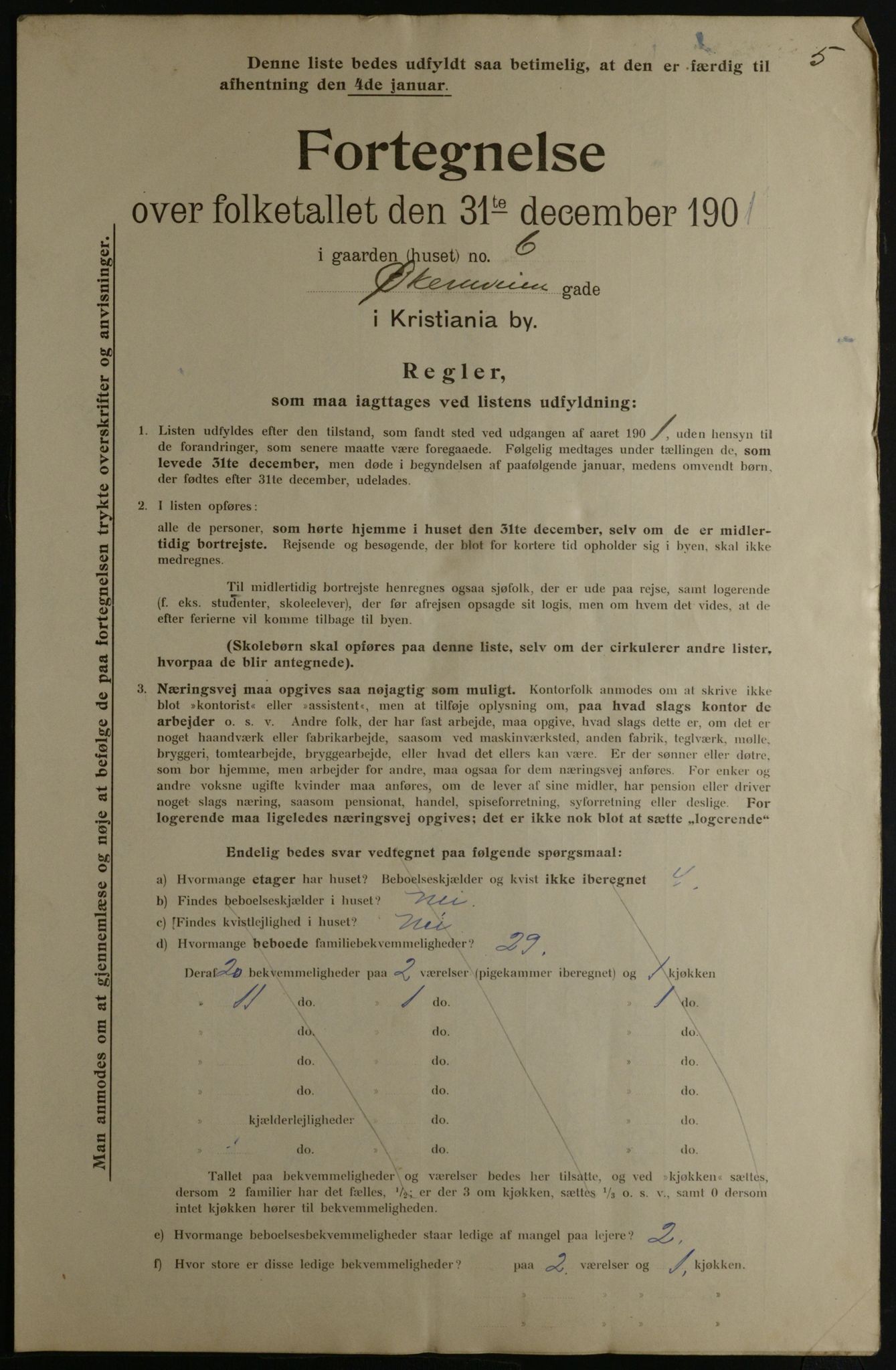 OBA, Municipal Census 1901 for Kristiania, 1901, p. 19656