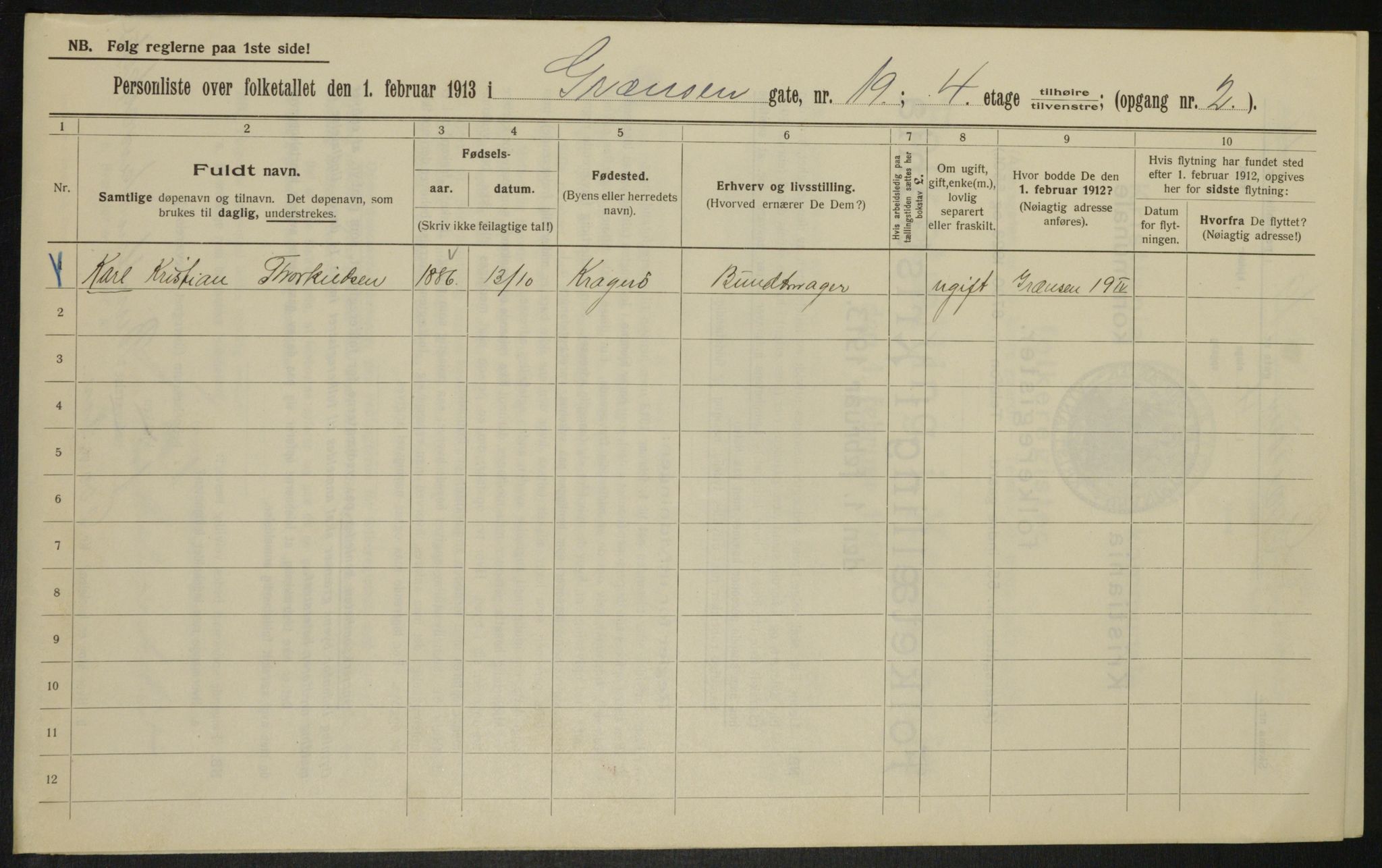 OBA, Municipal Census 1913 for Kristiania, 1913, p. 29955