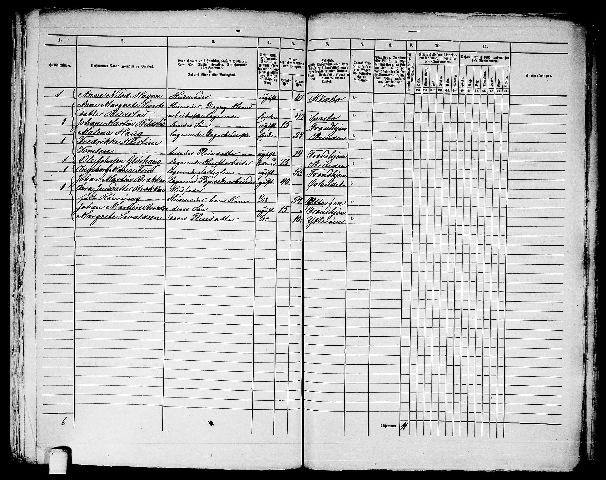 RA, 1865 census for Trondheim, 1865, p. 3081