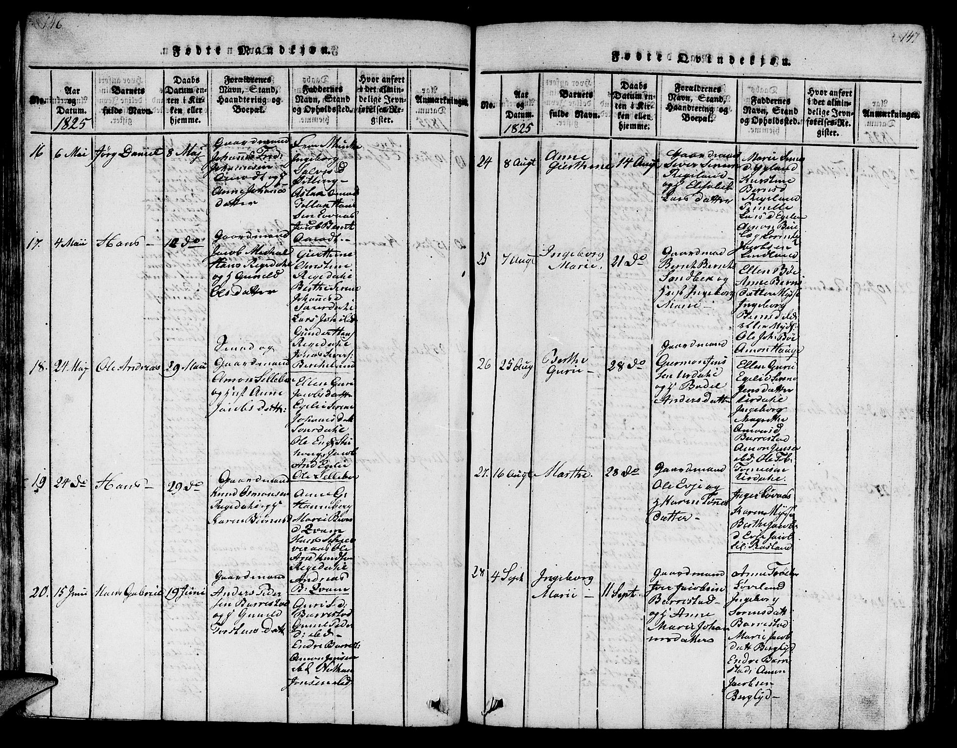 Sokndal sokneprestkontor, SAST/A-101808: Parish register (copy) no. B 1, 1815-1848, p. 146-147