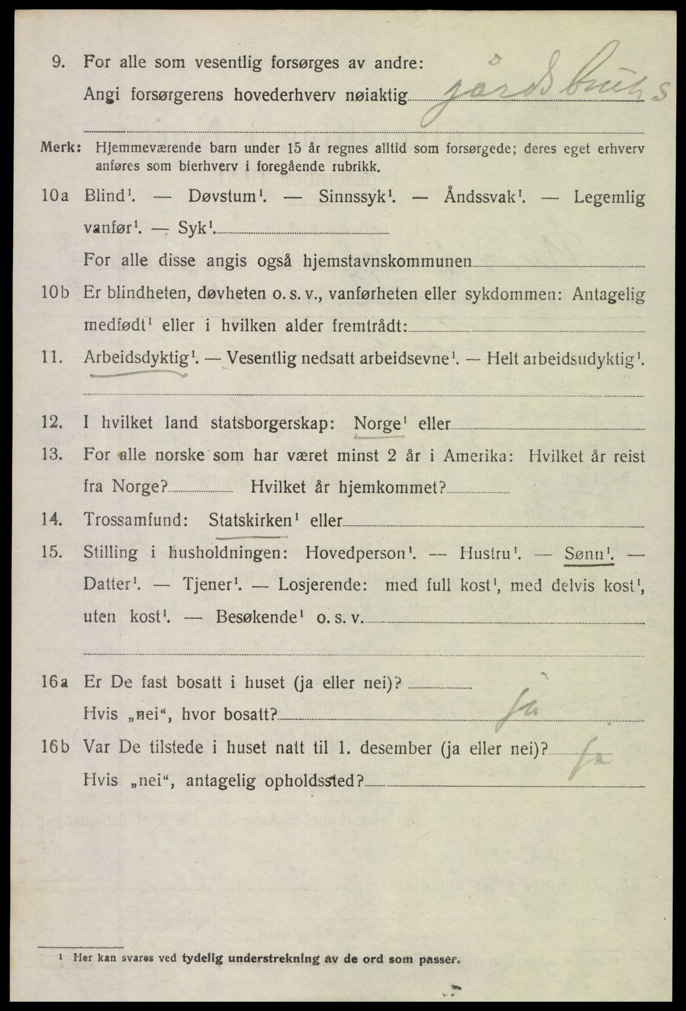 SAH, 1920 census for Nord-Aurdal, 1920, p. 3311