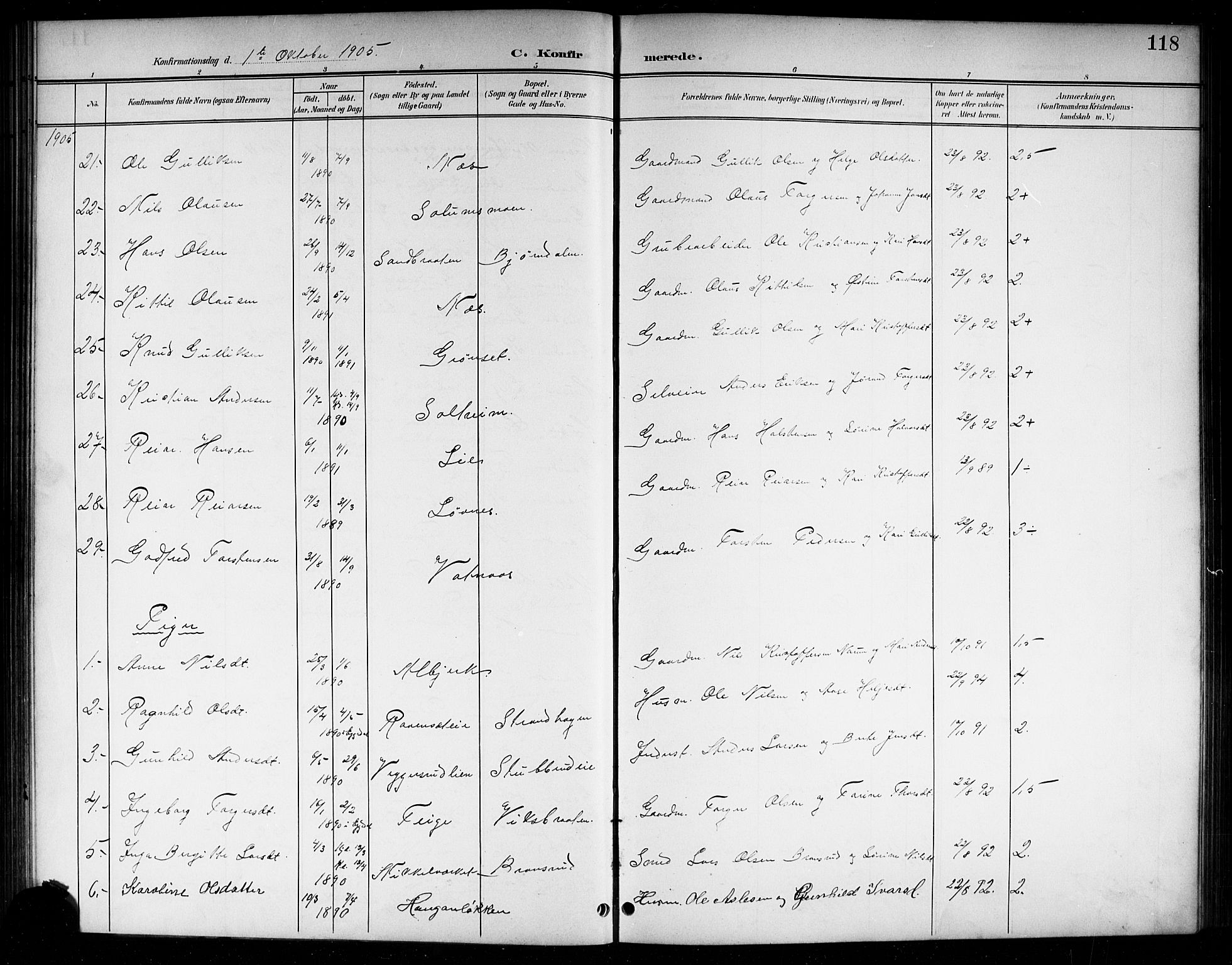 Sigdal kirkebøker, SAKO/A-245/G/Ga/L0006: Parish register (copy) no. I 6, 1901-1916, p. 118