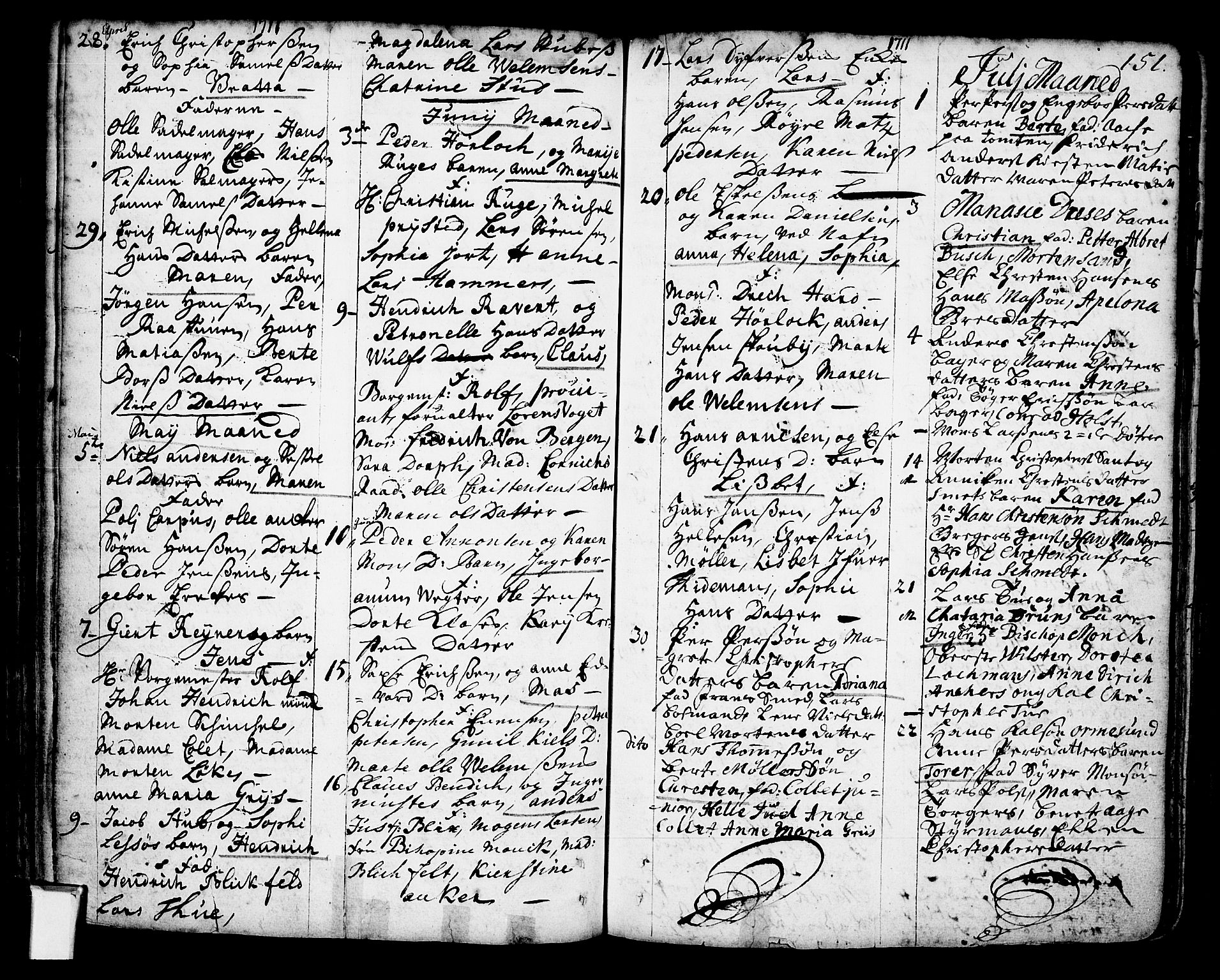 Oslo domkirke Kirkebøker, SAO/A-10752/F/Fa/L0002: Parish register (official) no. 2, 1705-1730, p. 151