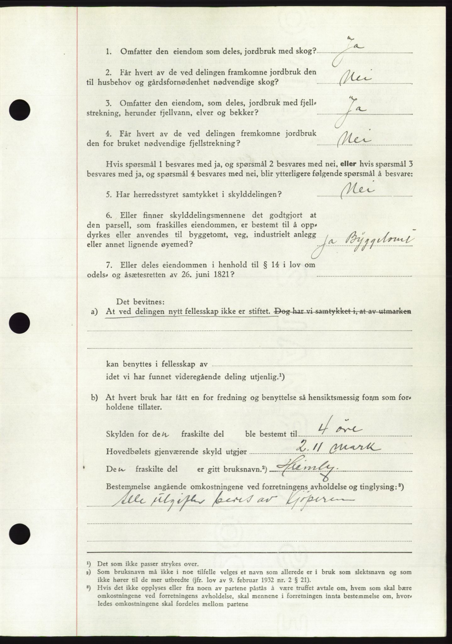 Søre Sunnmøre sorenskriveri, AV/SAT-A-4122/1/2/2C/L0084: Mortgage book no. 10A, 1949-1949, Diary no: : 1222/1949