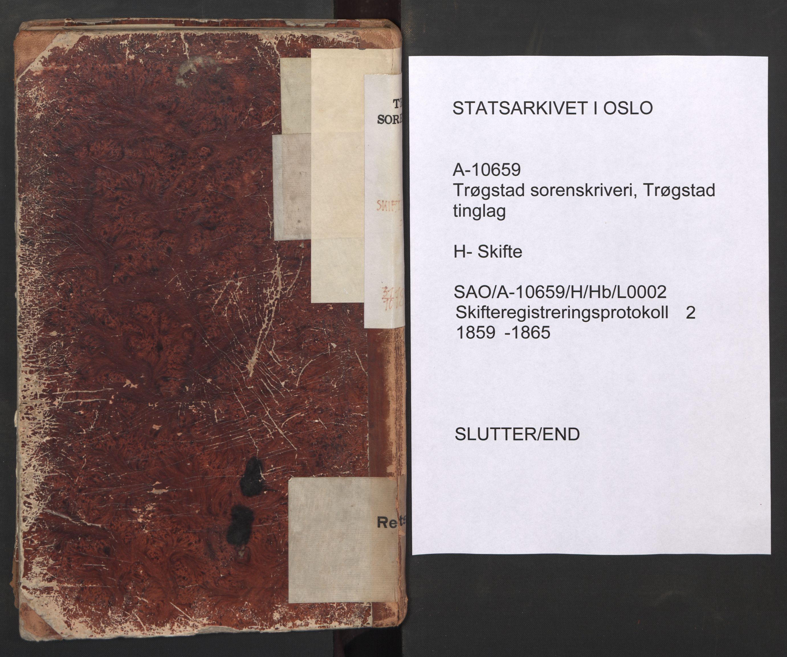Trøgstad sorenskriveri, SAO/A-10659/H/Hb/L0002: Skifteregistreringsprotokoller, 1859-1865