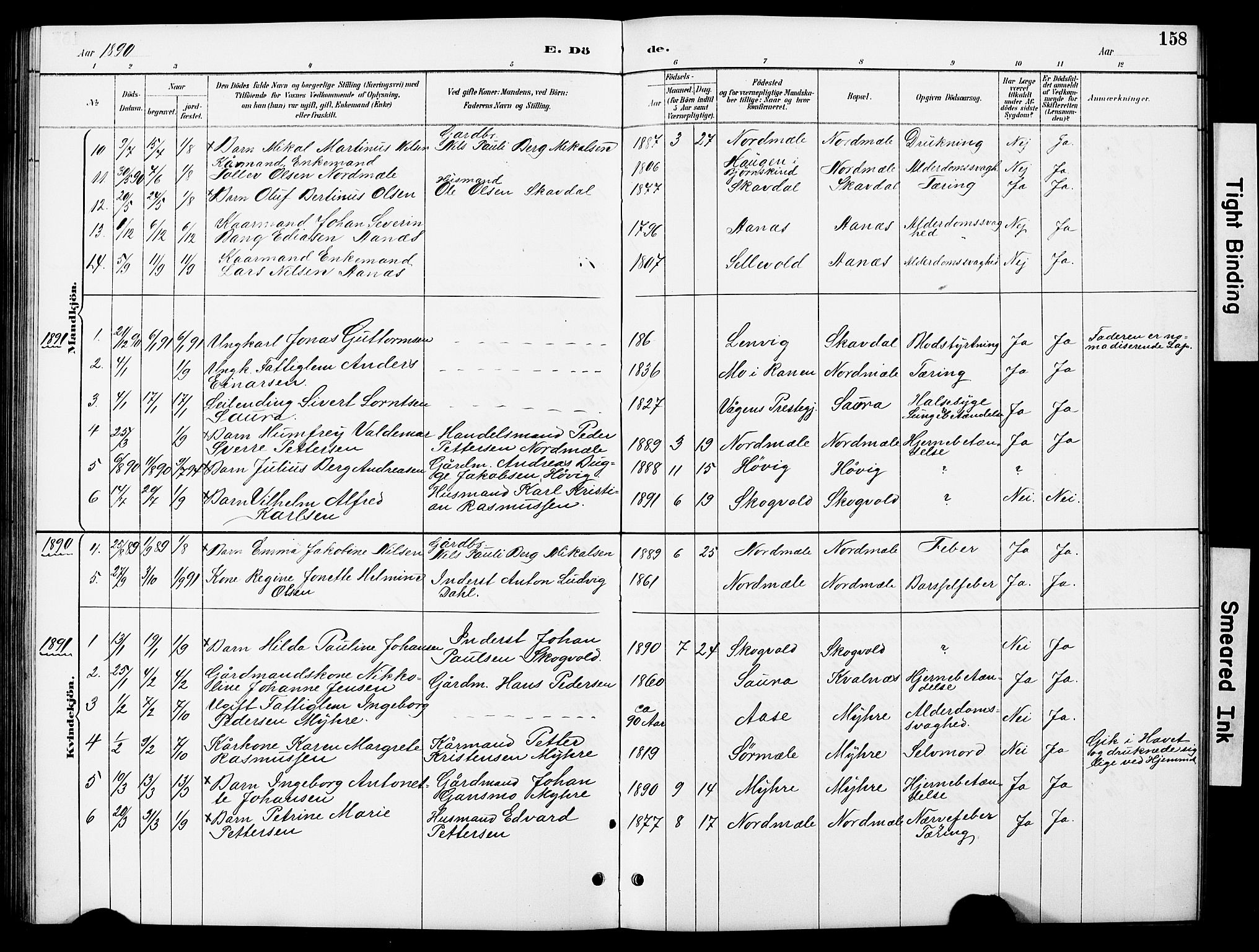 Ministerialprotokoller, klokkerbøker og fødselsregistre - Nordland, AV/SAT-A-1459/897/L1413: Parish register (copy) no. 897C03, 1887-1903, p. 158