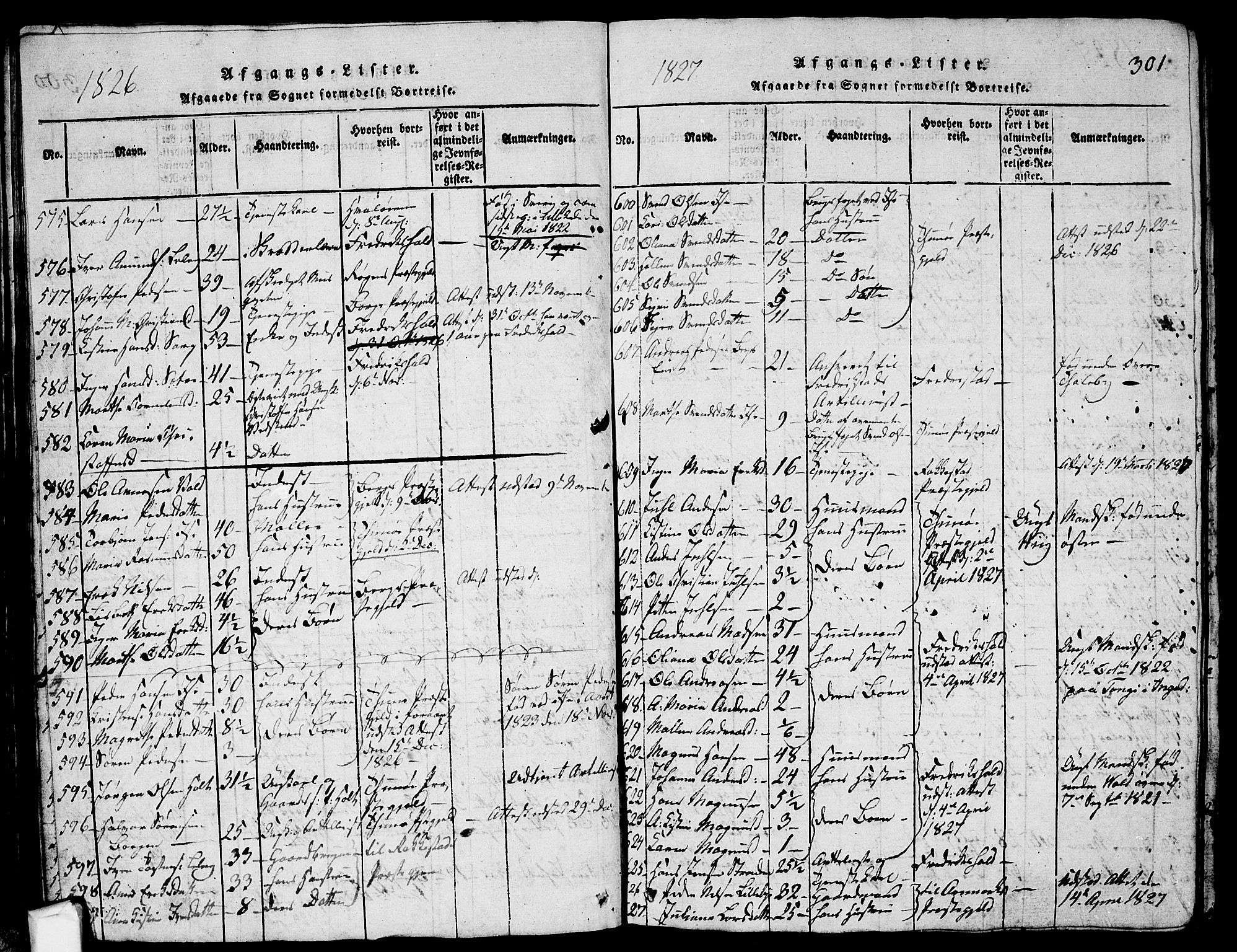 Skjeberg prestekontor Kirkebøker, SAO/A-10923/G/Ga/L0001: Parish register (copy) no. I 1, 1815-1830, p. 301