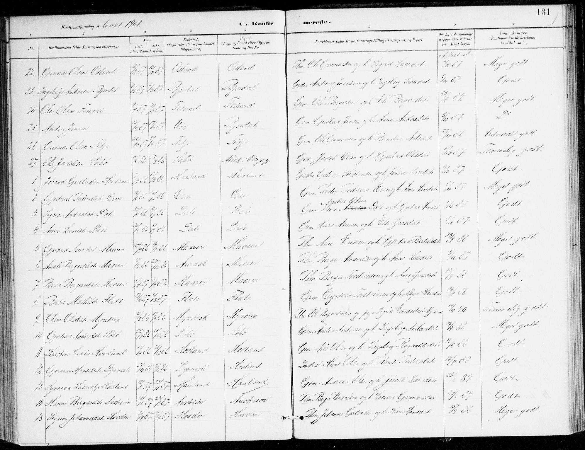 Lavik sokneprestembete, AV/SAB-A-80901: Parish register (official) no. C 1, 1882-1904, p. 131