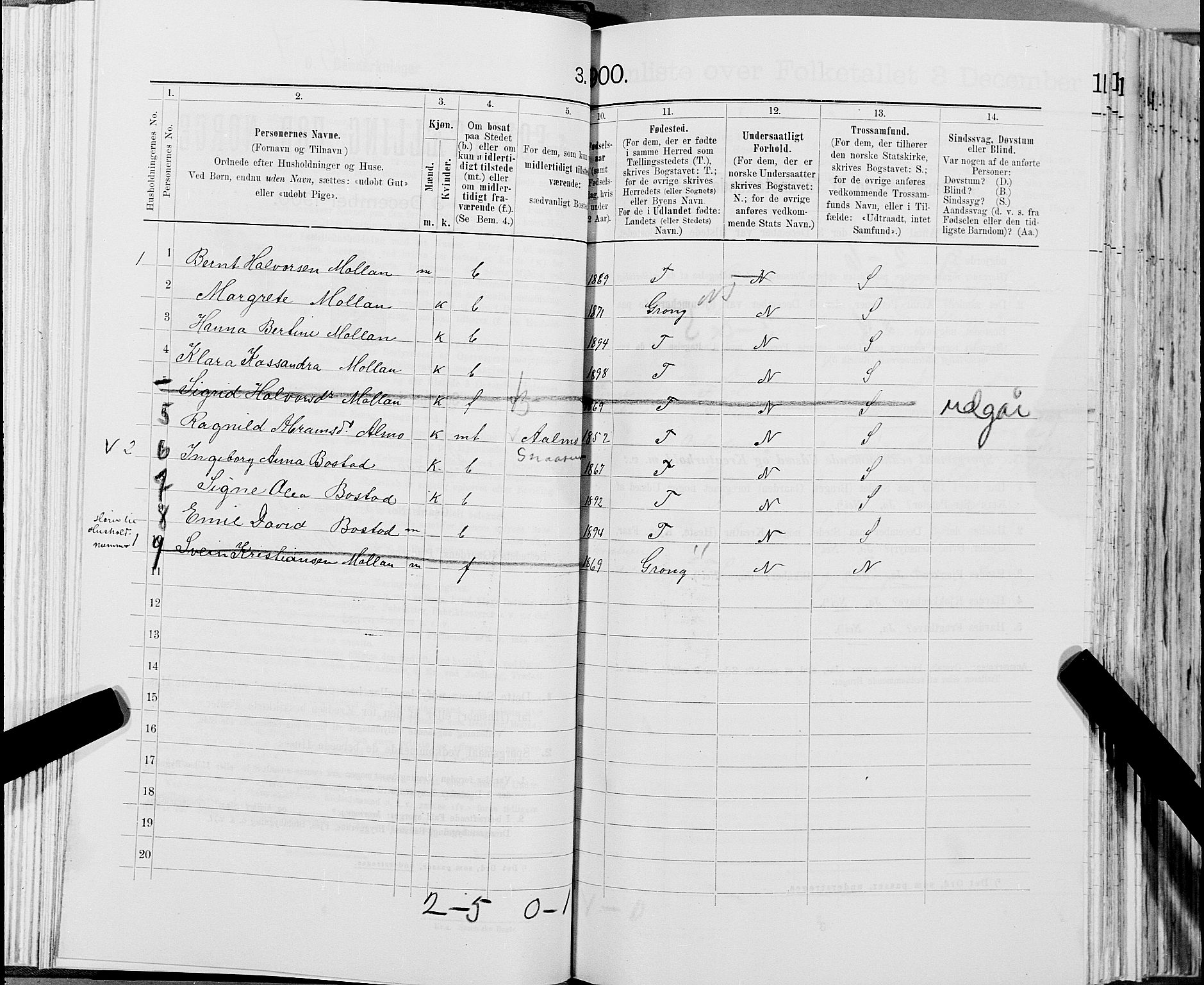SAT, 1900 census for Snåsa, 1900, p. 718