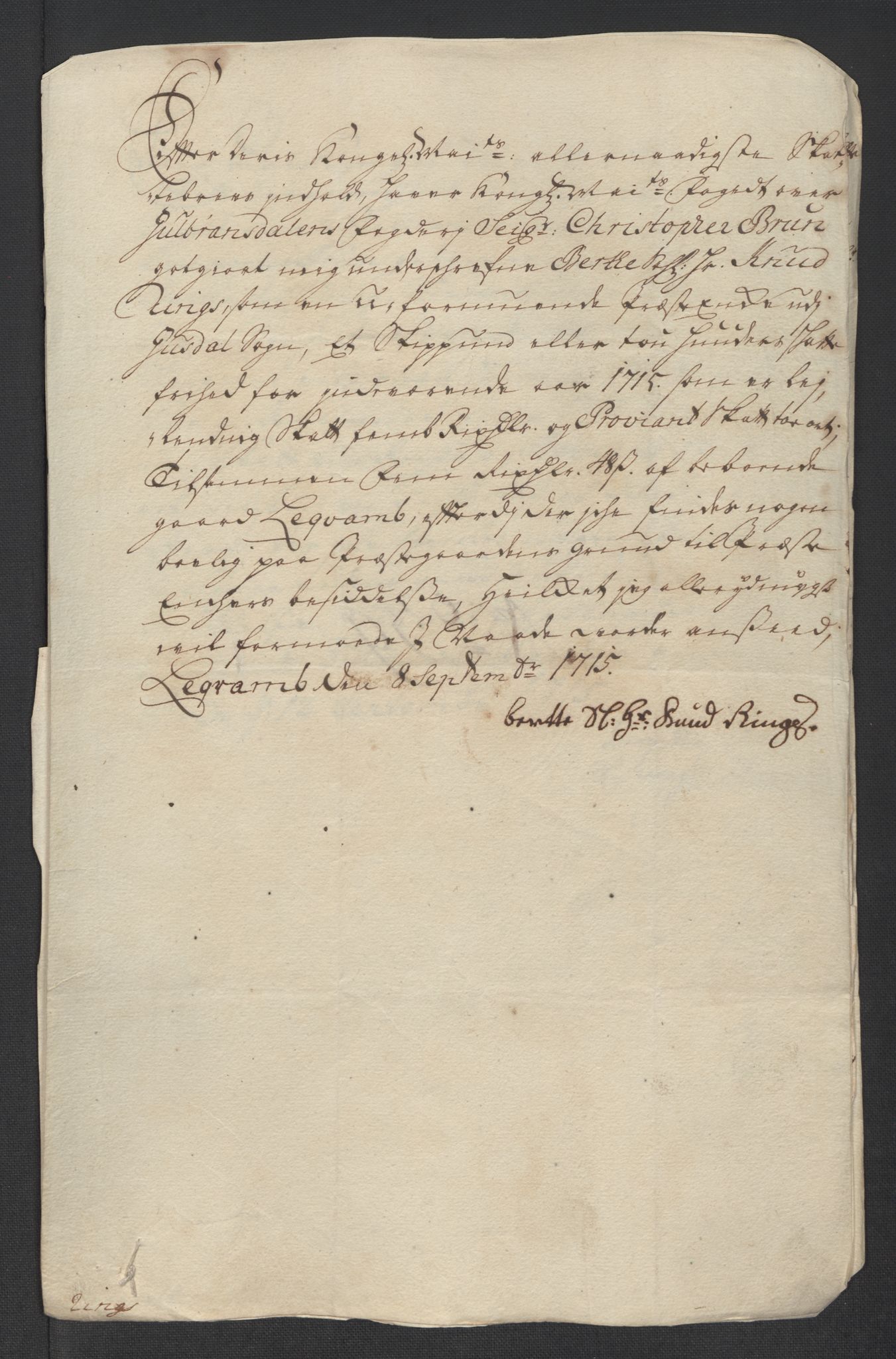 Rentekammeret inntil 1814, Reviderte regnskaper, Fogderegnskap, AV/RA-EA-4092/R17/L1184: Fogderegnskap Gudbrandsdal, 1715, p. 181